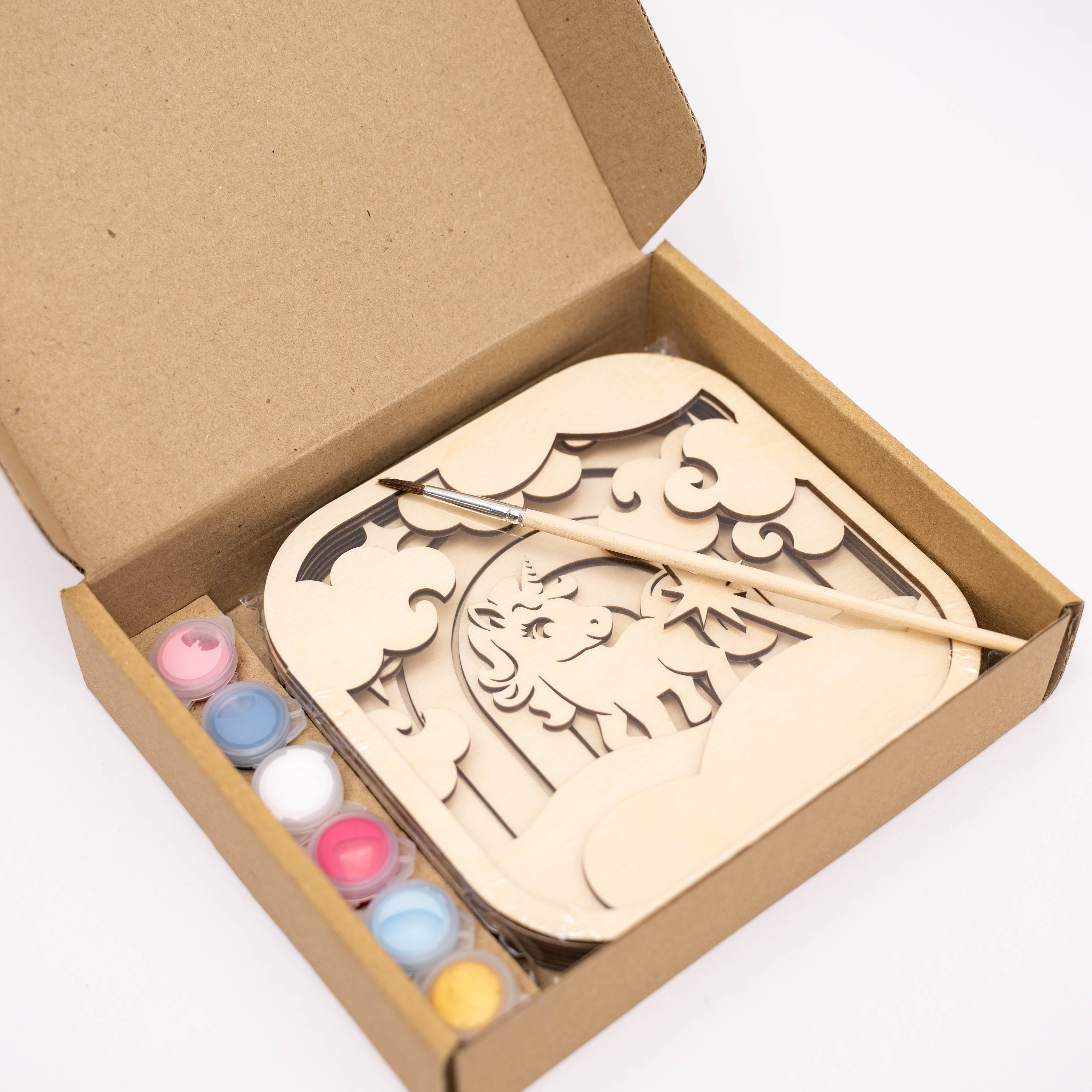 Wooden 3d Diy Painting Kit Unicorn