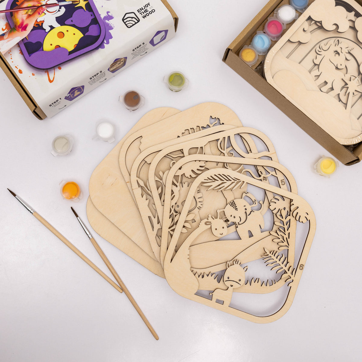 Wooden 3d Diy Painting Kit Safari
