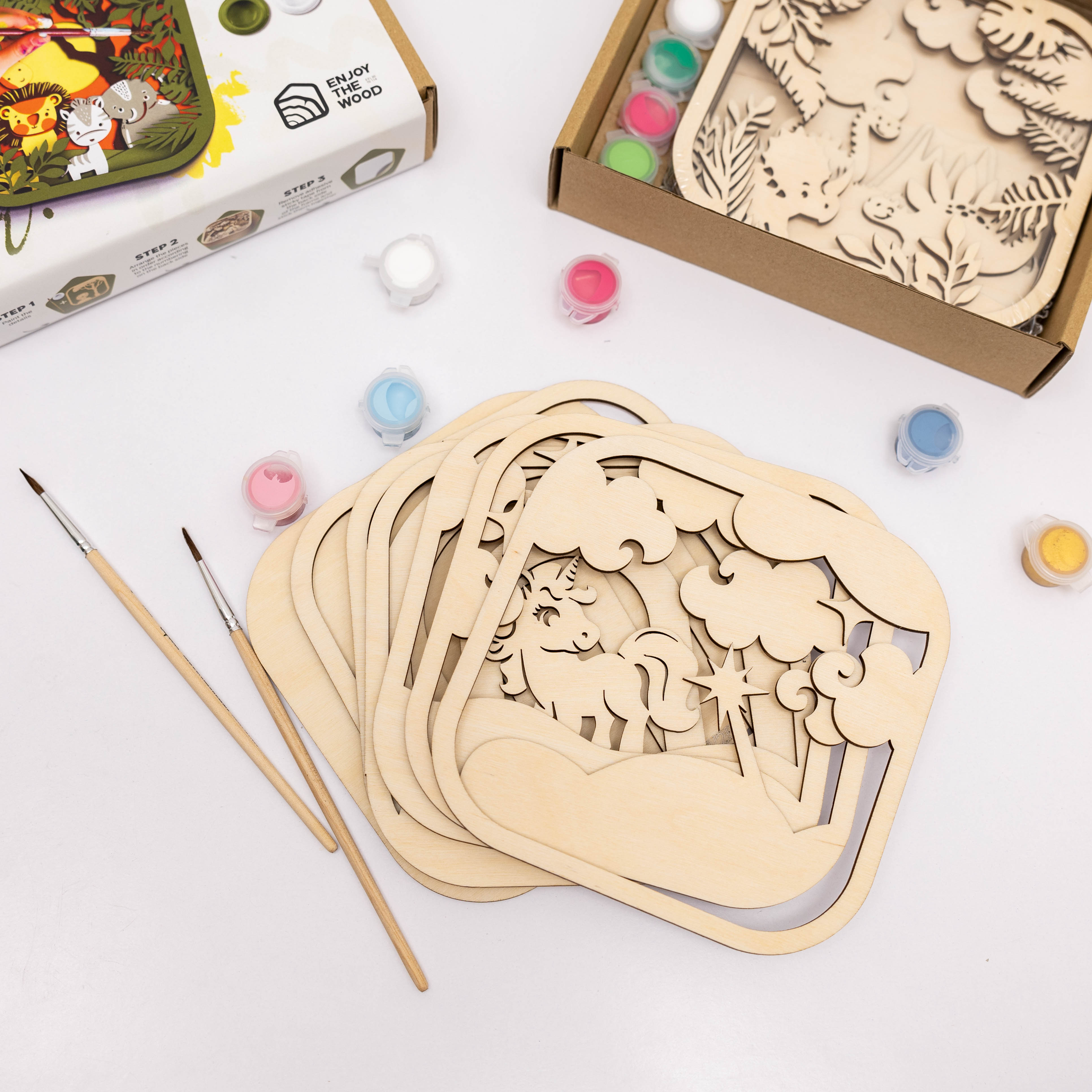 Wooden 3d Diy Painting Kit Unicorn