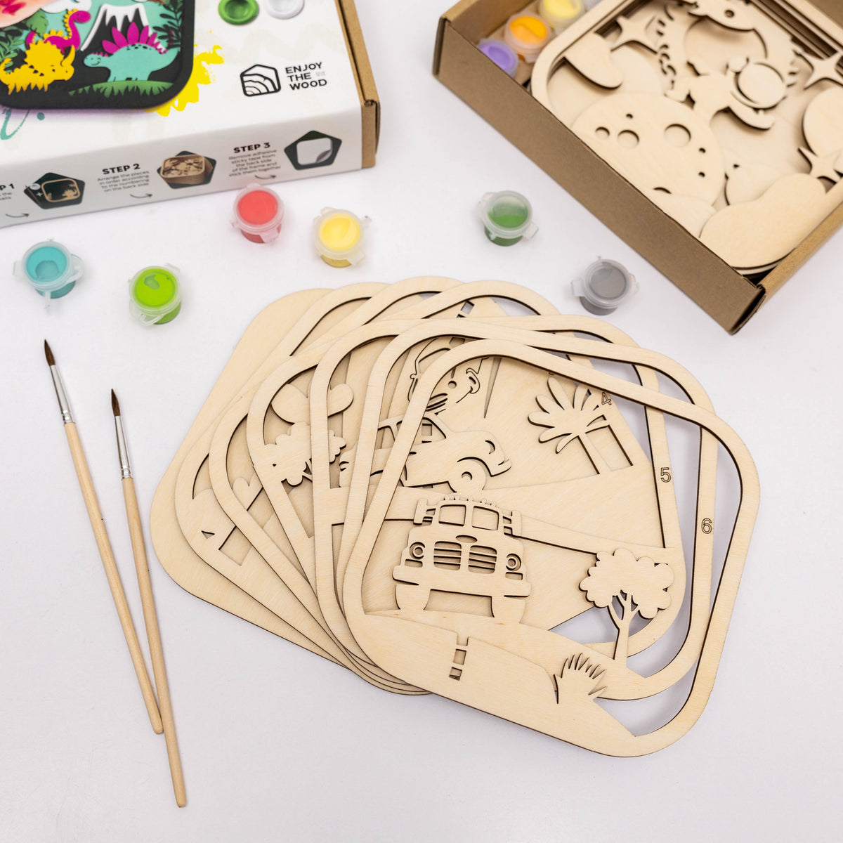 Wooden 3d Diy Painting Kit Cars