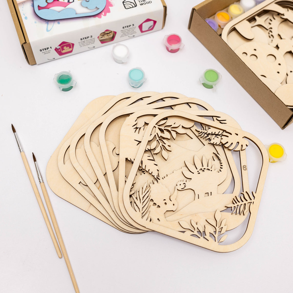Wooden 3d Diy Painting Kit Dinosaur