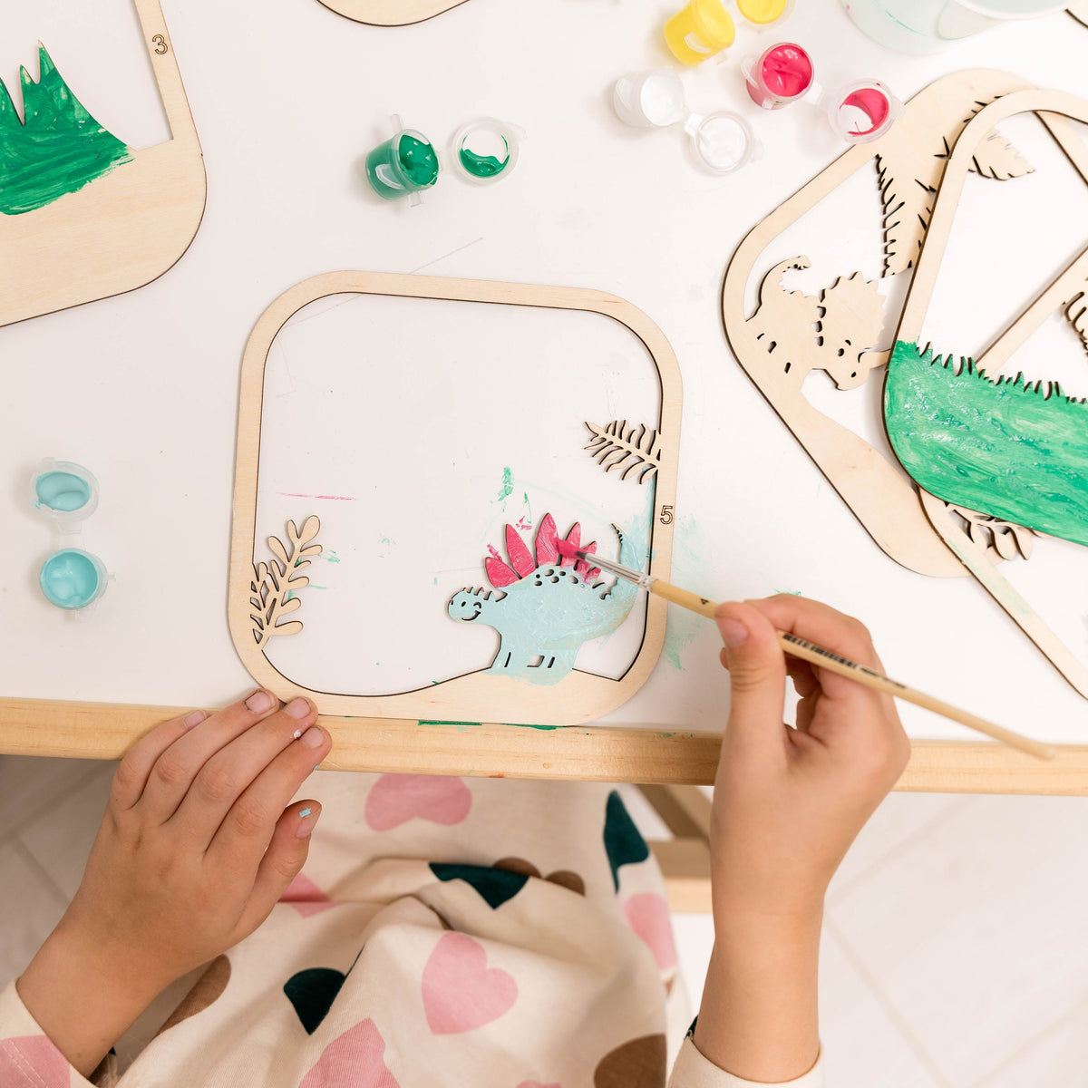 Wooden 3d Diy Painting Kit Dinosaur