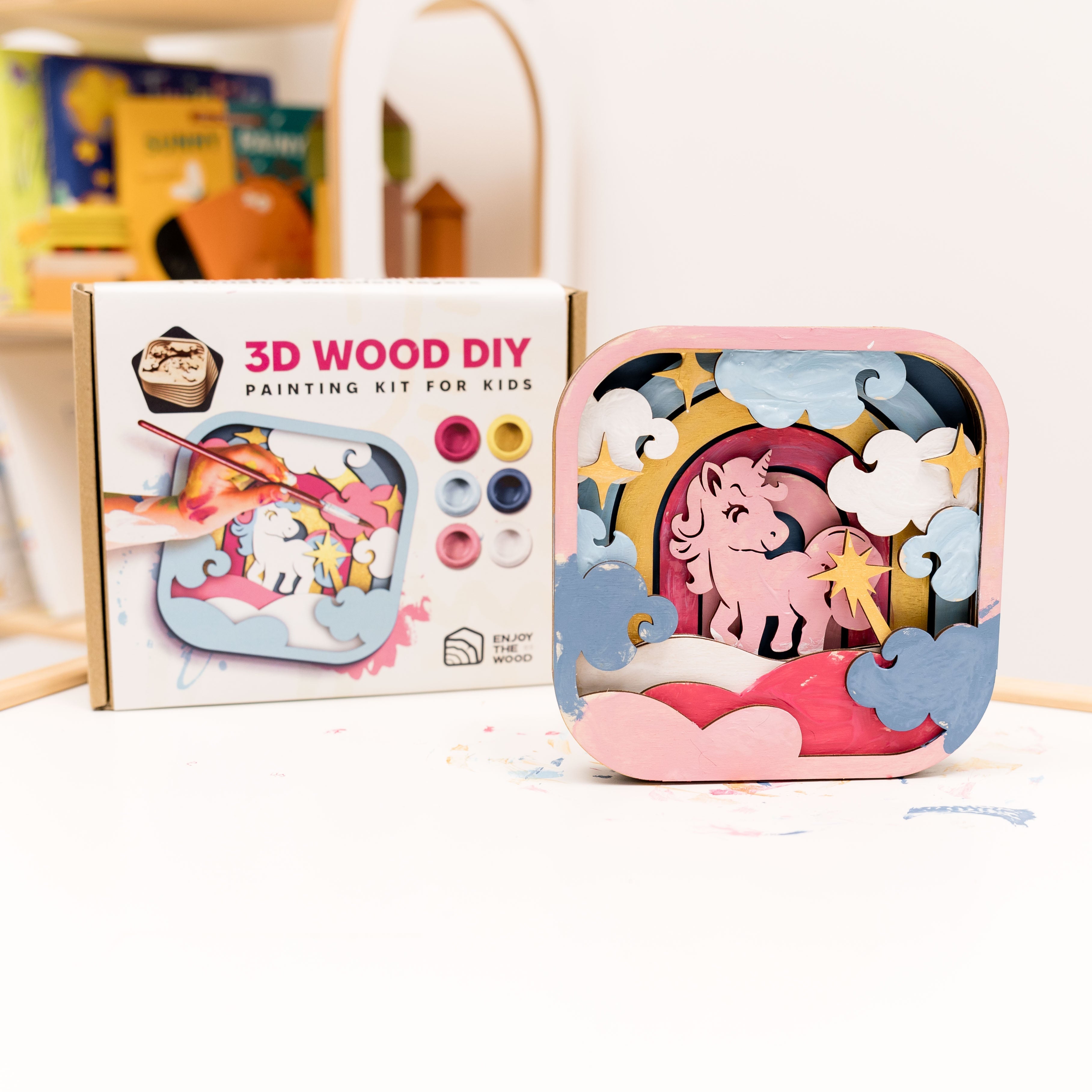 Wooden 3d Diy Painting Kit Unicorn