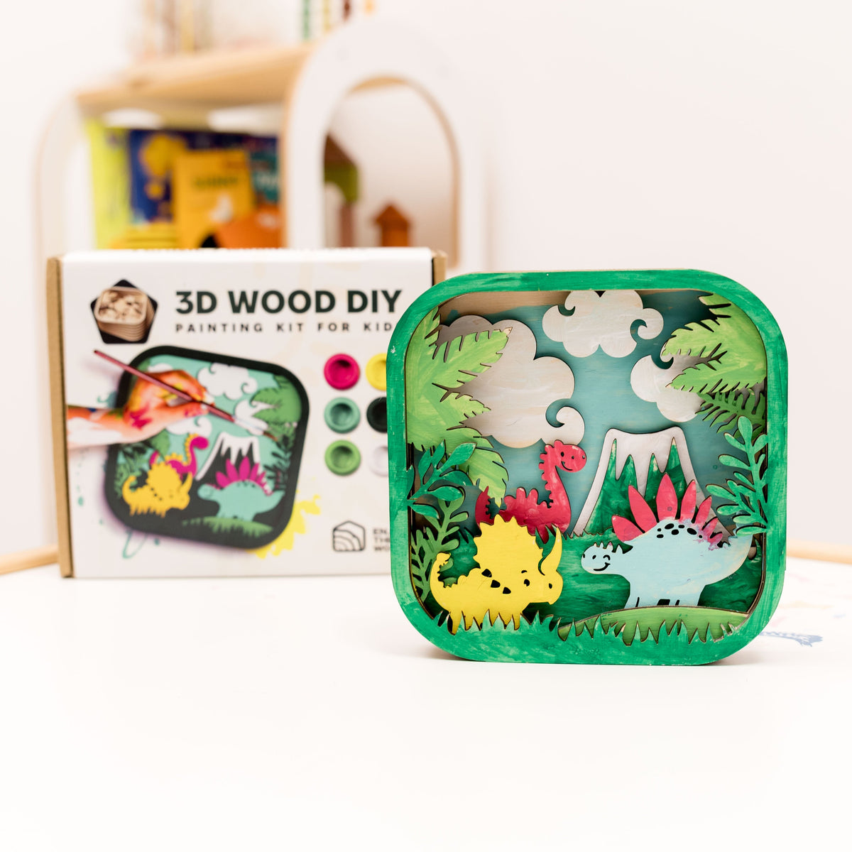 Wooden 3d Diy Painting Kit Dinosaur