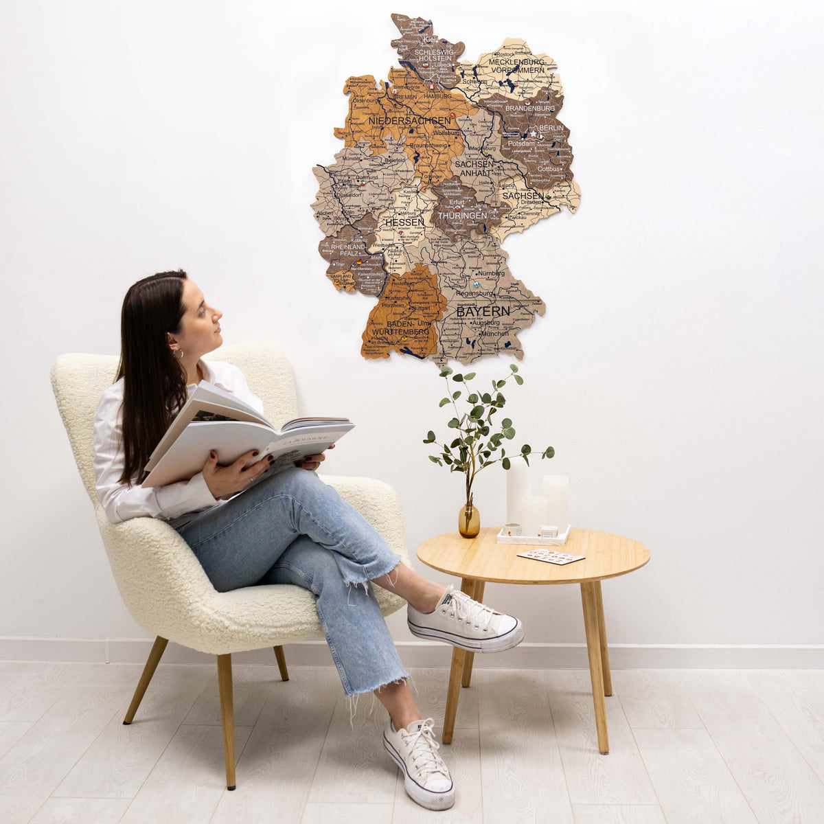 3d Germany Wooden Map Multicolor