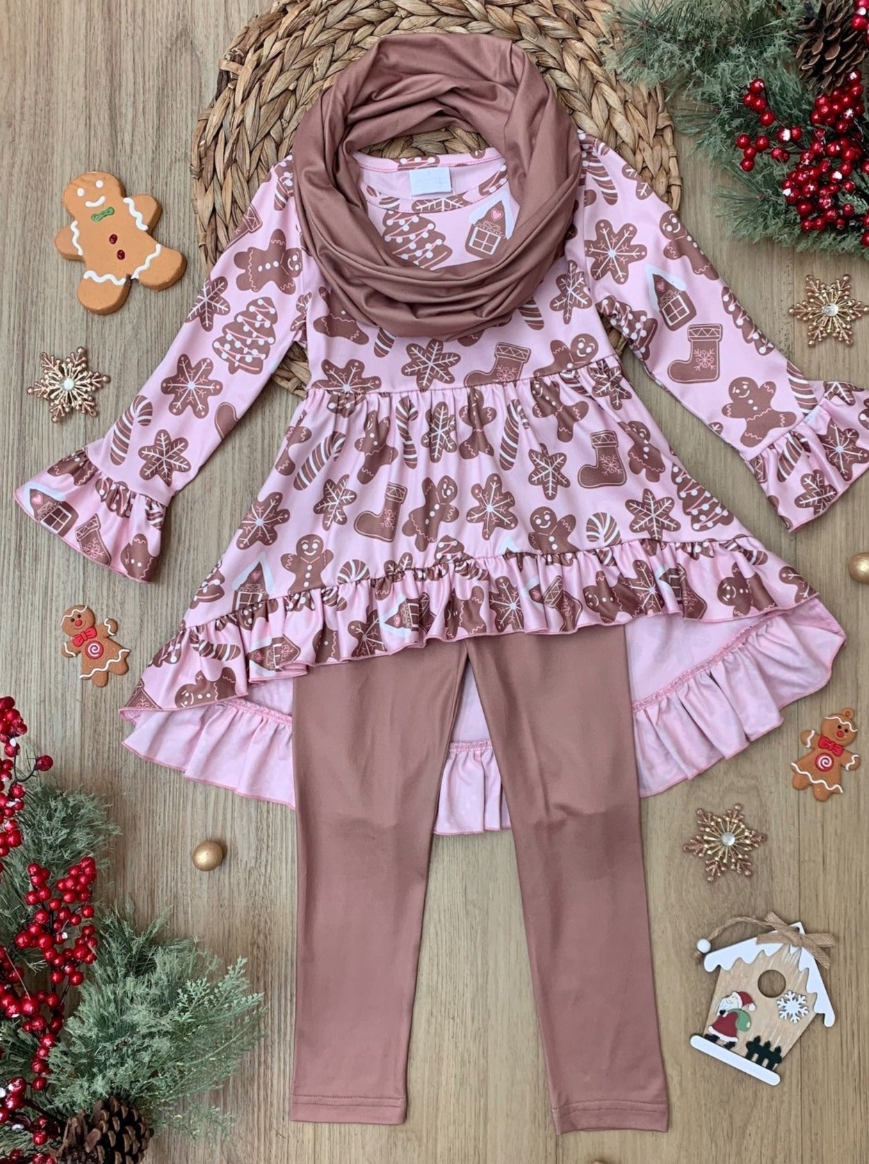 Sweetest Bite Cookies Top, Leggings, And Scarf Set