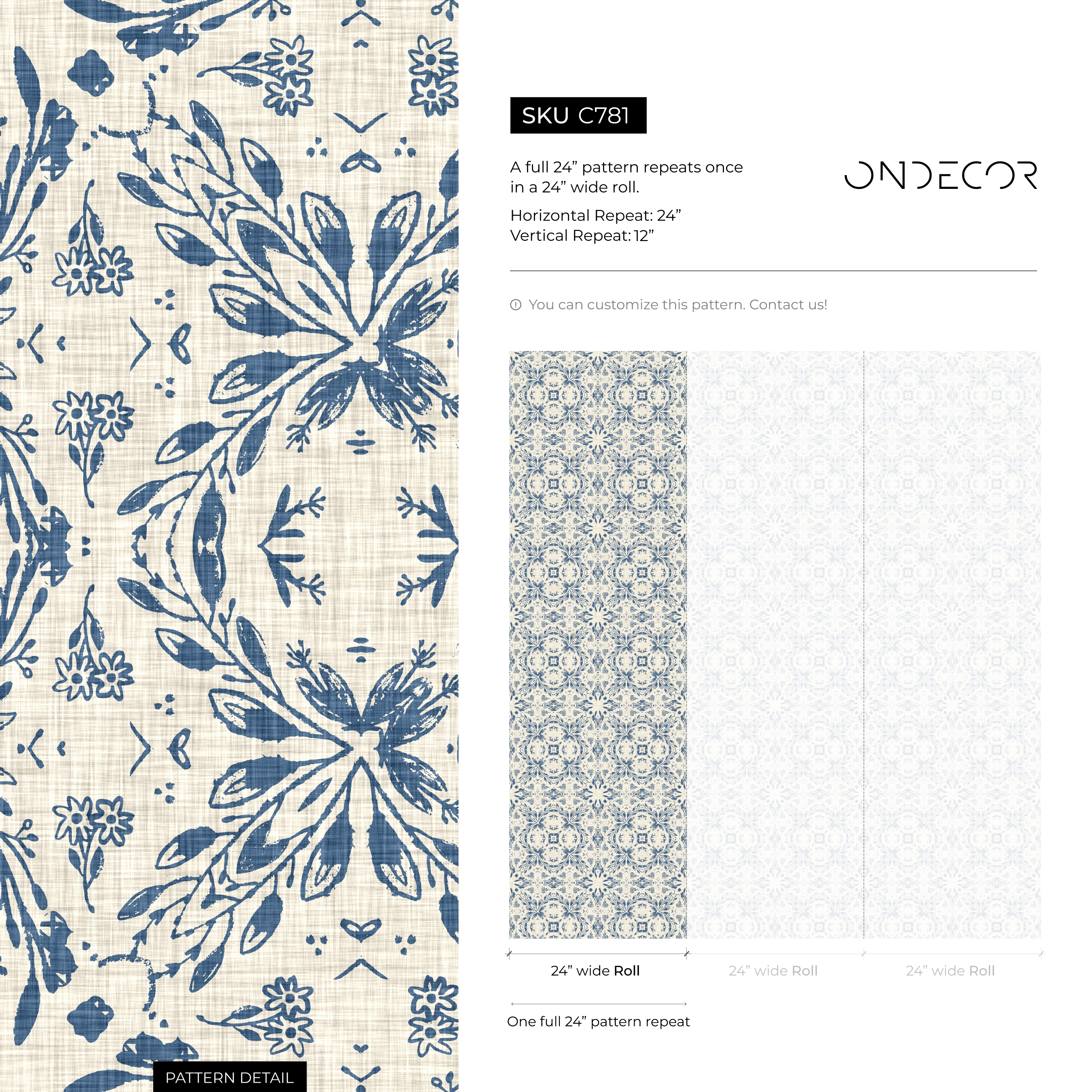 Victorian Wallpaper With A Floral Medallion Print In Blue And Beige - C781