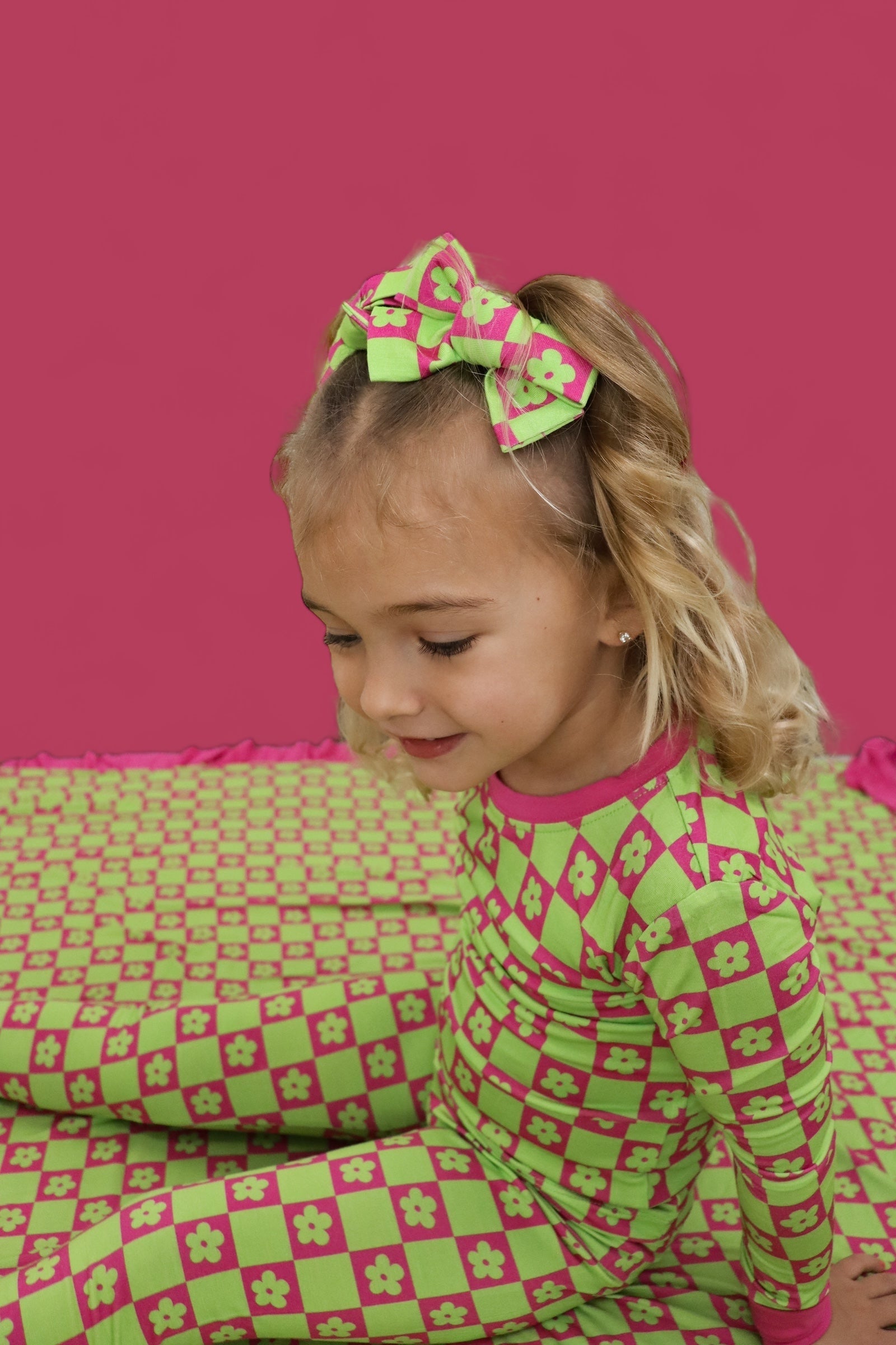 Wild Daisy Checkers Dream Bow Hair Clips