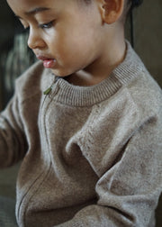 Cashmere & Merino Wool Zip Cardigan | Beige Melange