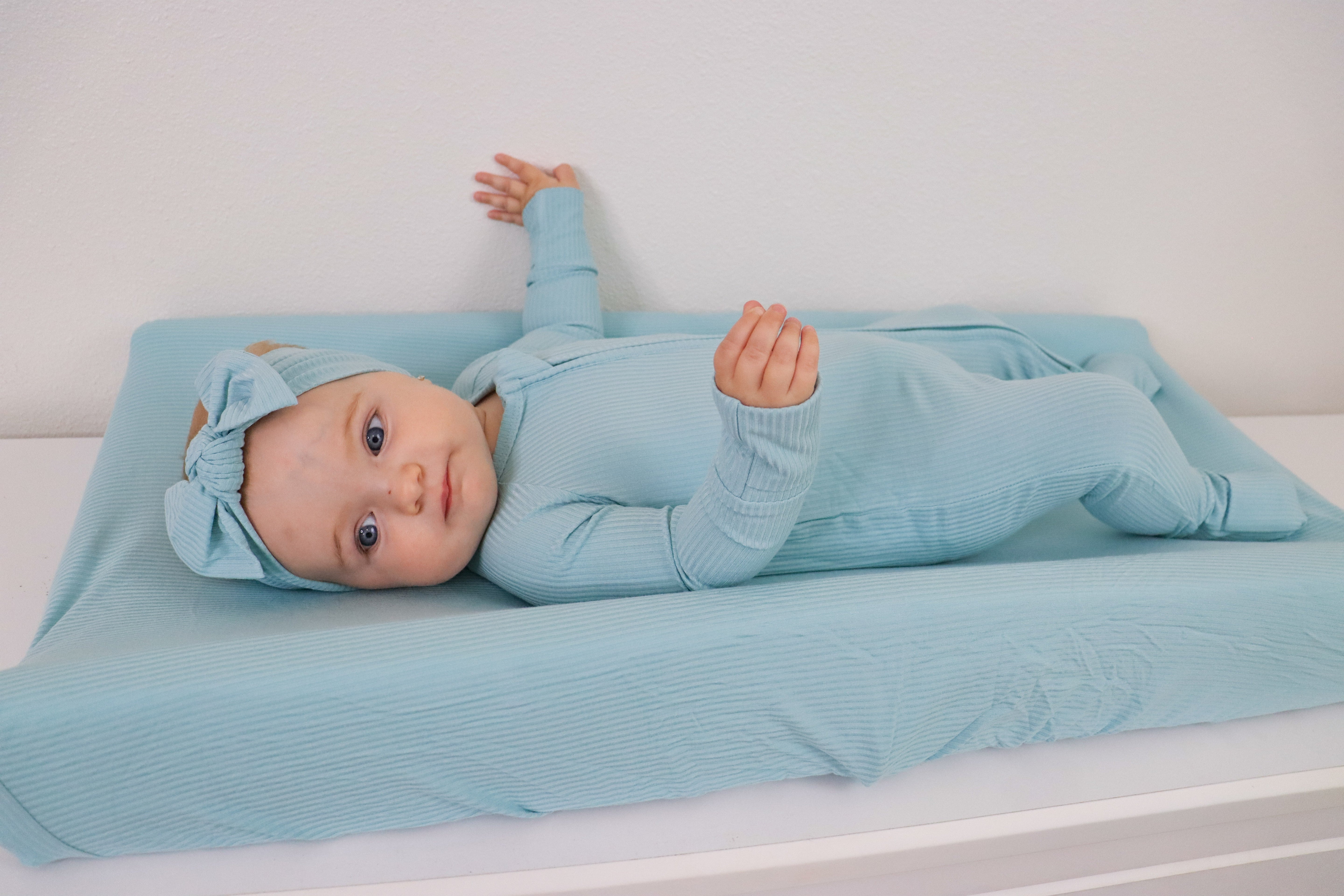 Hazy Blue Rib Dream Changing Pad Cover