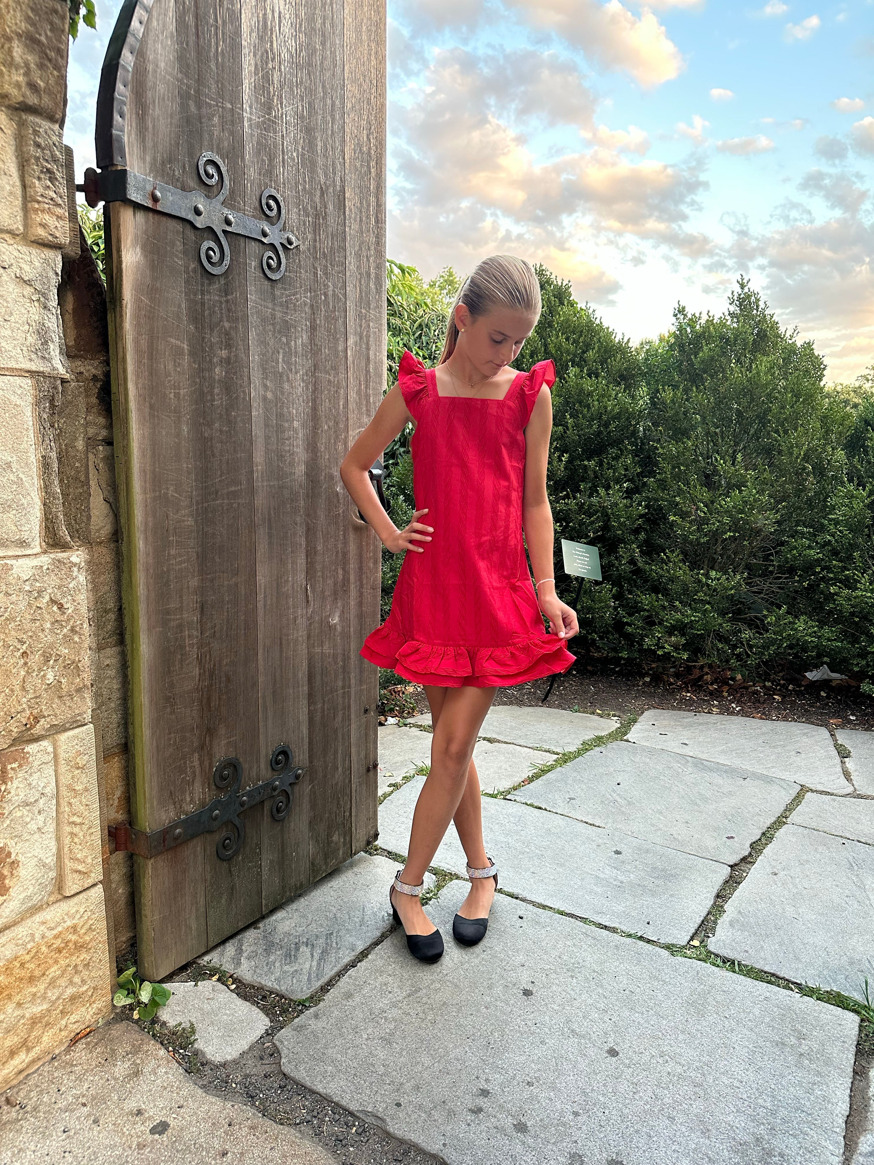 Aa Red Ruffle Dress