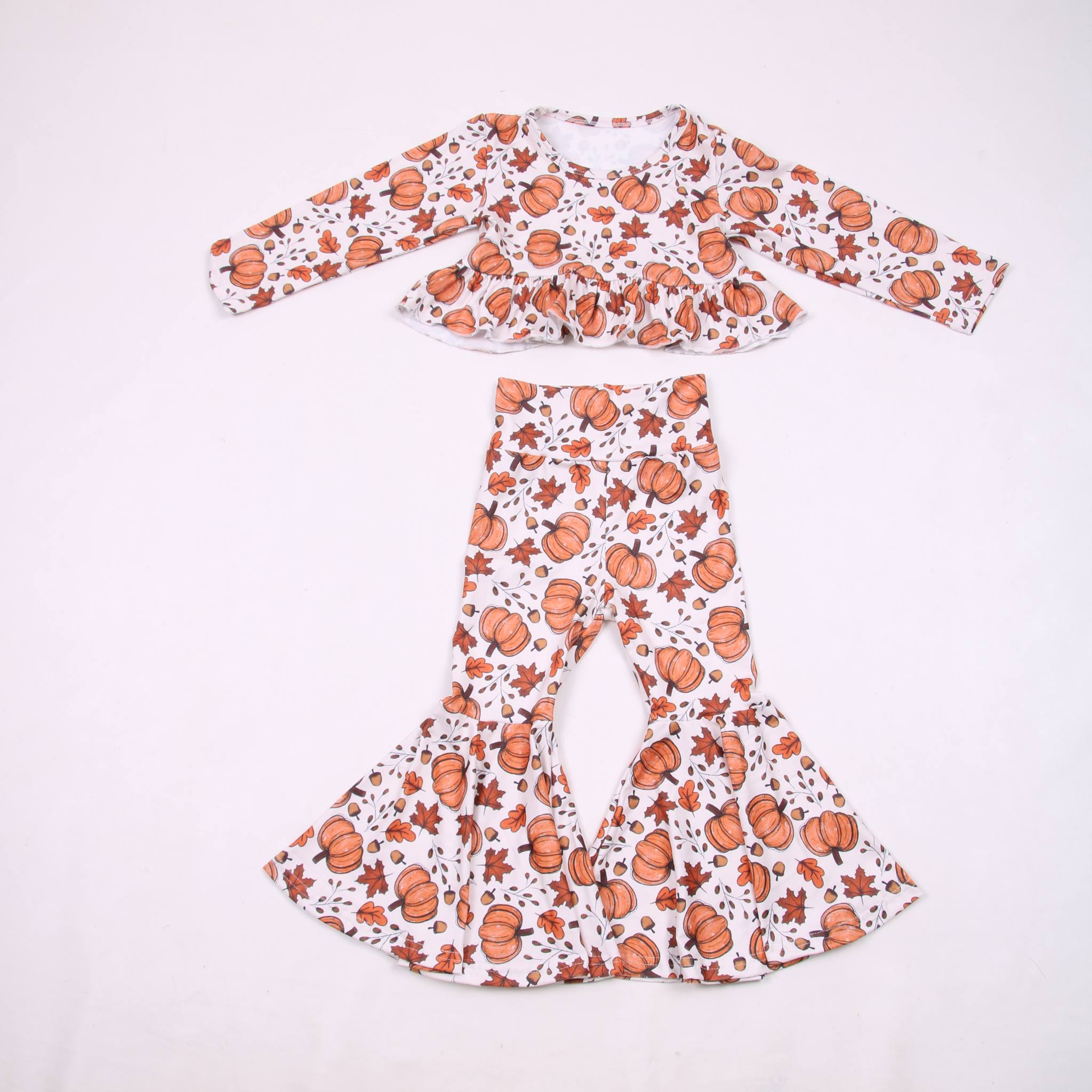 Pumpkin & Leaves High Waisted Ruffle Bell Set