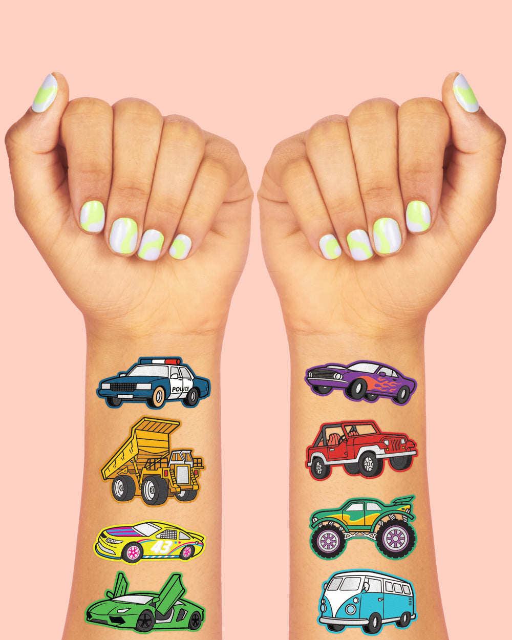 Wheelin Around Tats - 42 Foil Temporary Tattoos
