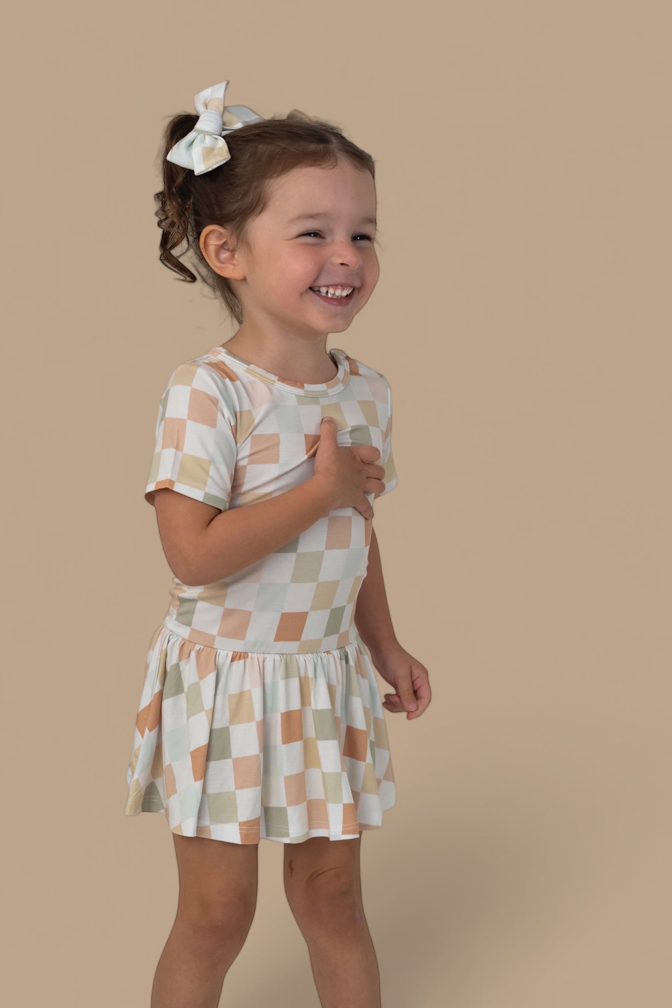 Muted Checkers Dream Bodysuit Dress