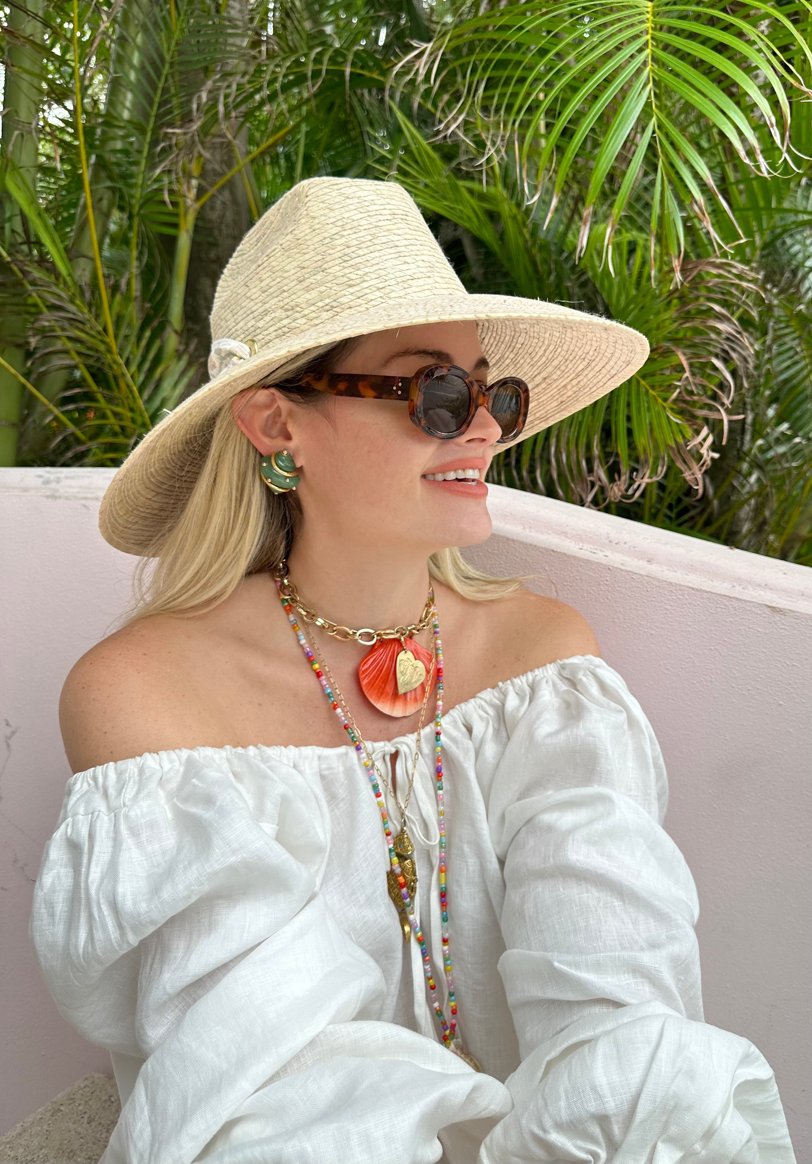 Hollyhock Sun Hat - Wide & Short Light Pink Grosgrain Ribbon