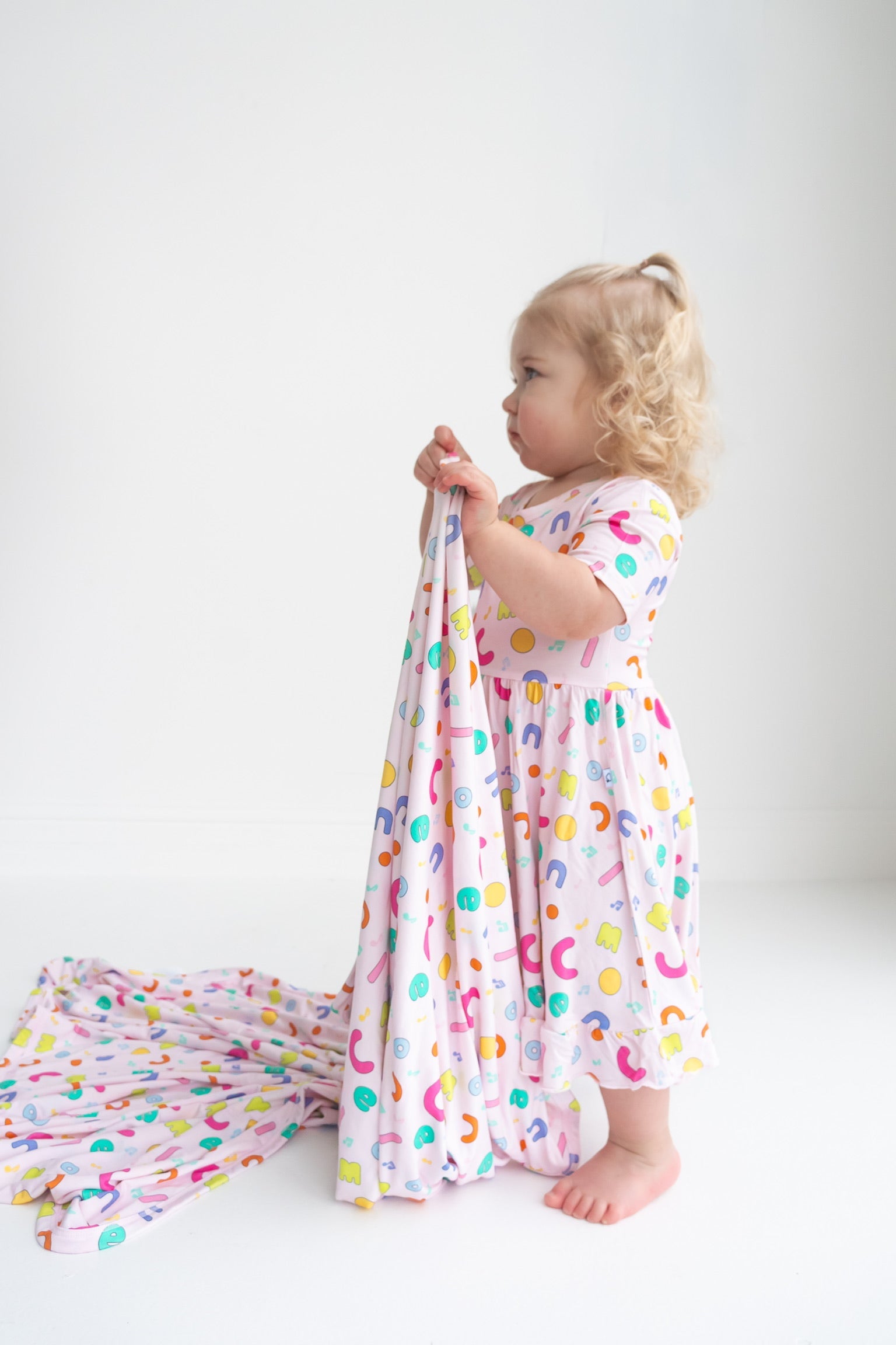 Dream Big Little Co X Cocomelon Alphabet Short Sleeve Dream Ruffle Dress
