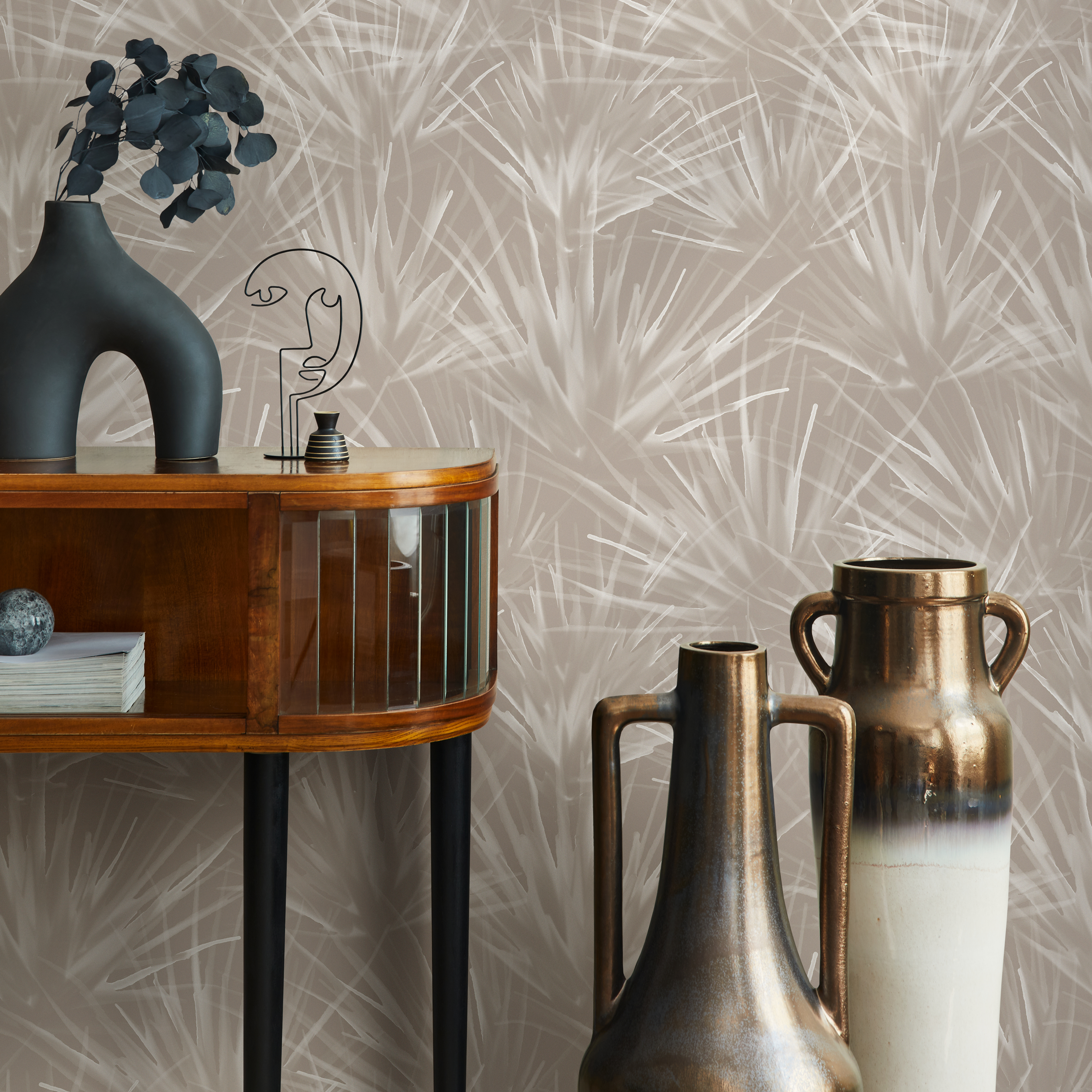 Boho Wallpaper With A Wispy Dandelion Motif In Beige And Off-white - C860