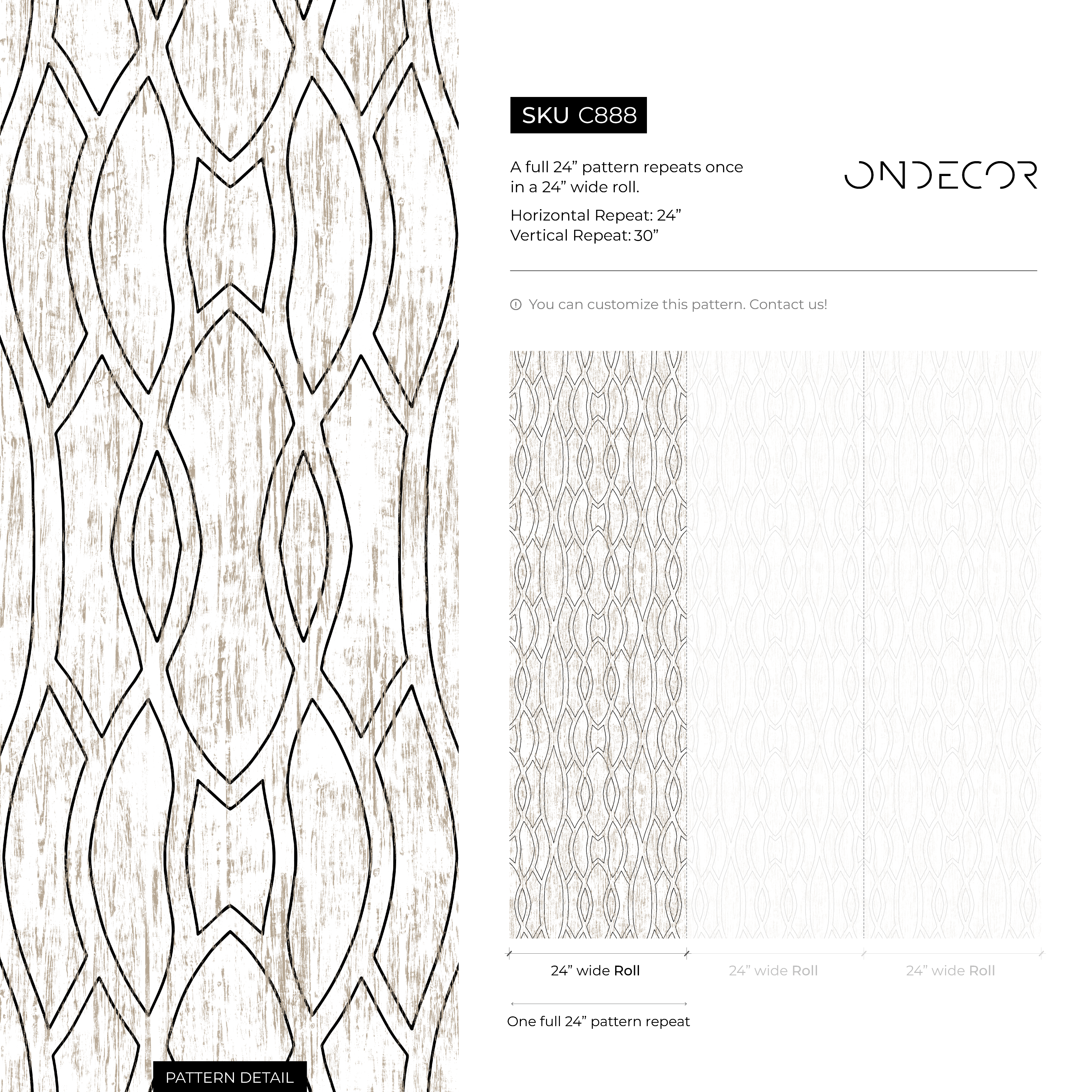 Geometric Wallpaper With Interlocking Lines In Black And Beige - C888