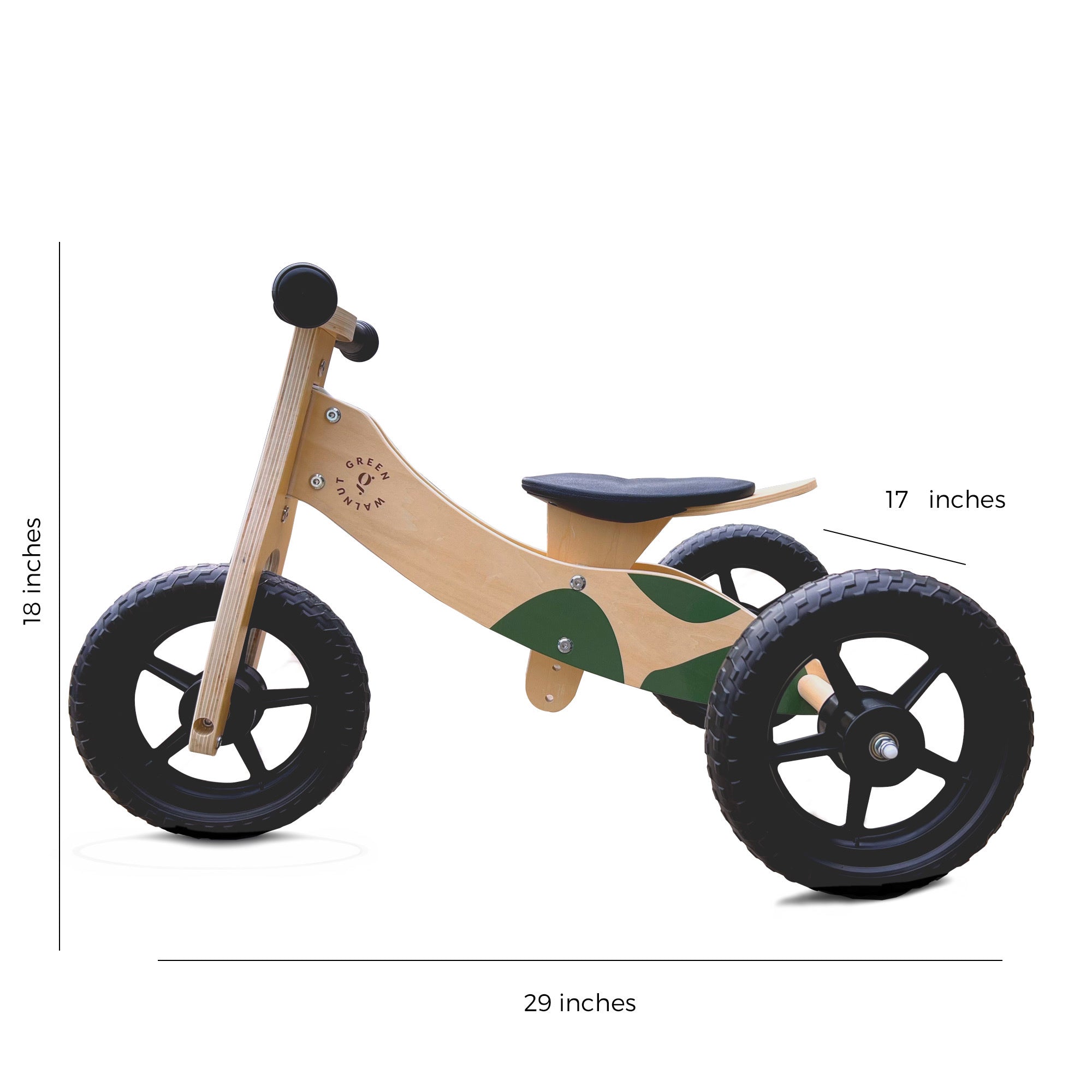 Convertible Wooden Balance Bike - Trike (2 In 1)