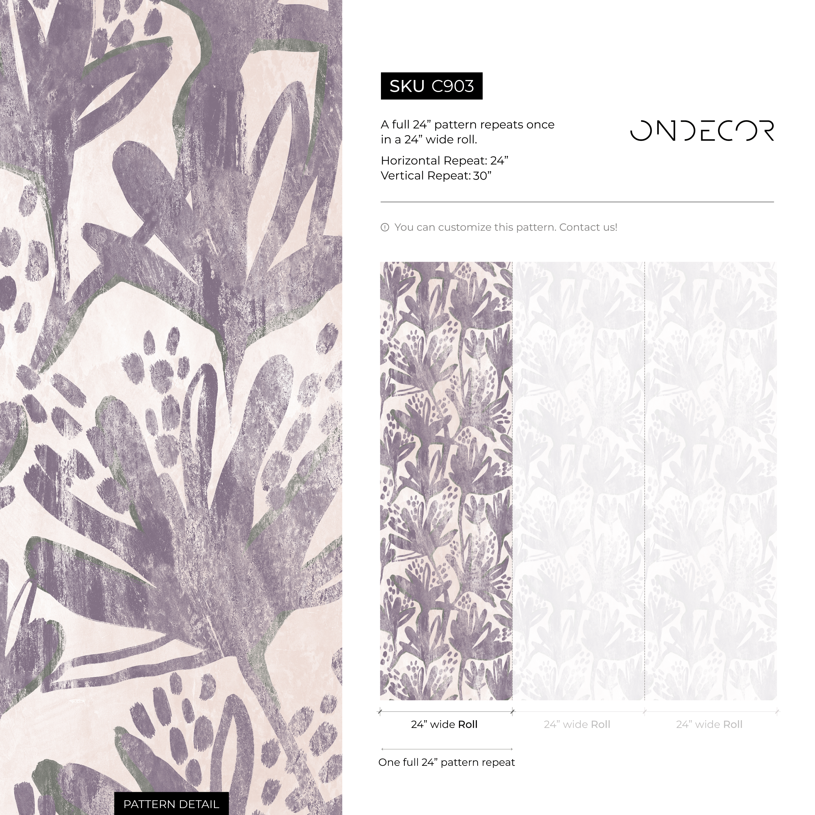 Floral Wallpaper With A Distressed Botanical Print In Purple And Pink - C903