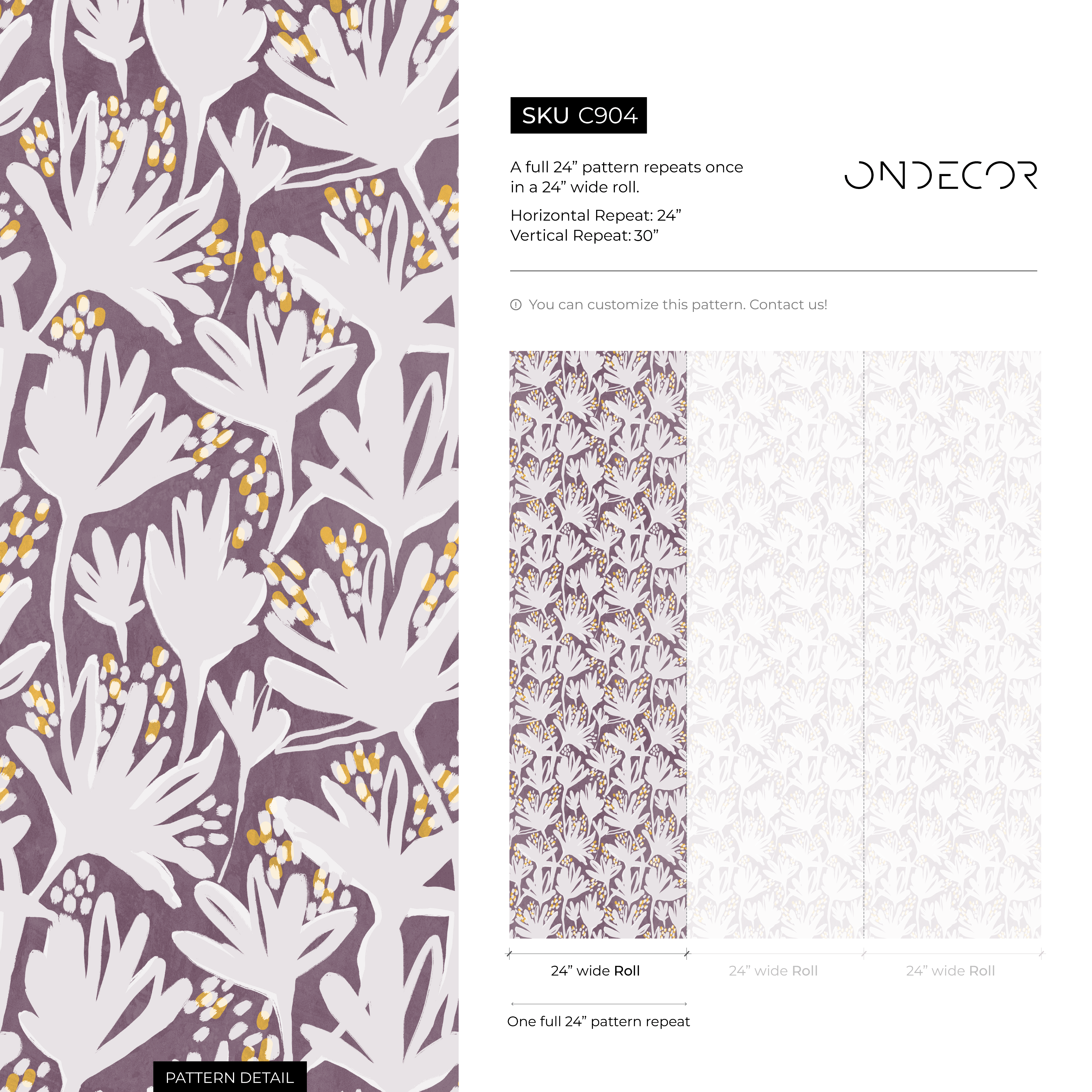 Abstract Wallpaper With A Stylized Floral Motif In Purple, Gray, And Yellow - C904