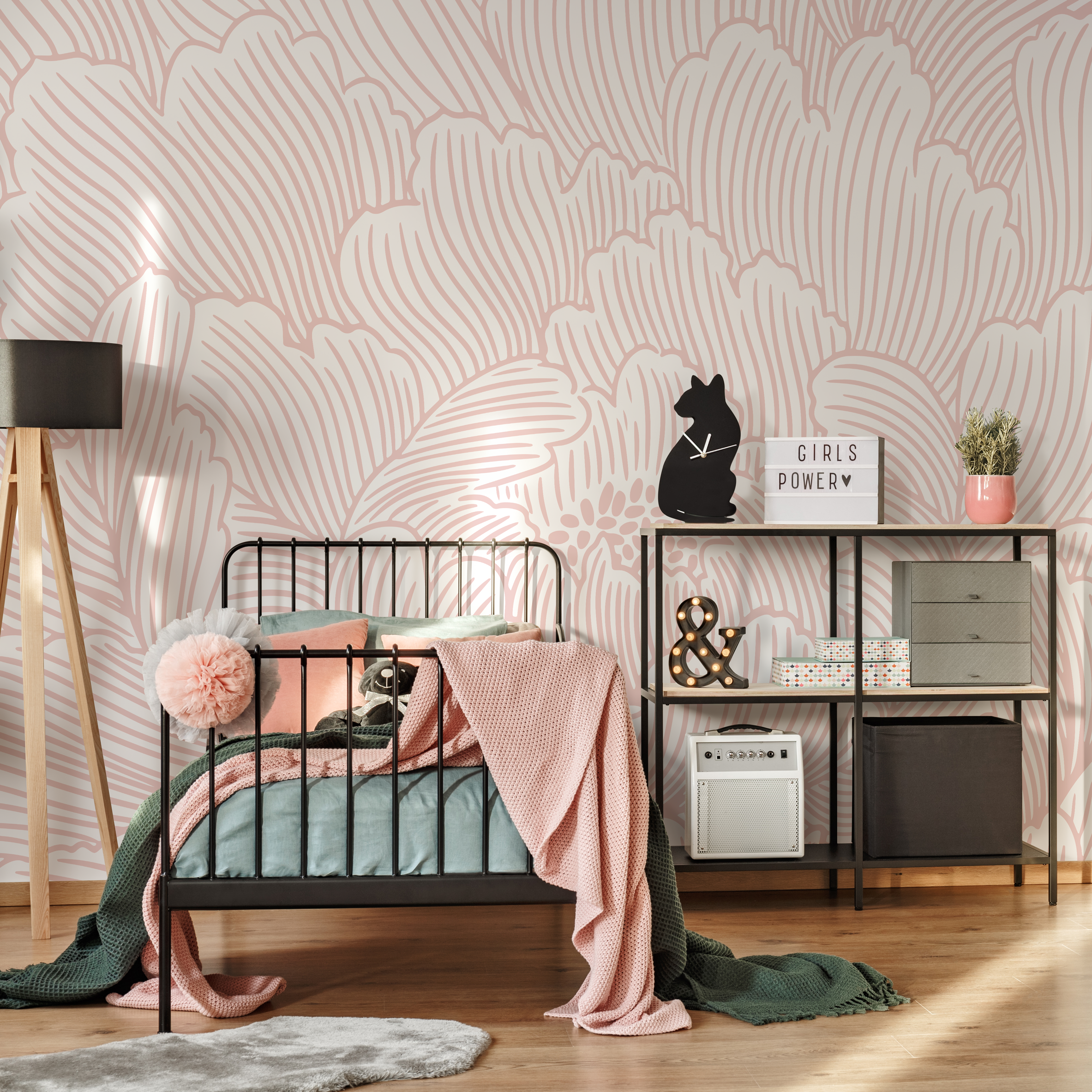 Floral Wallpaper With Large-scale Abstract Blooms In Pink - C923