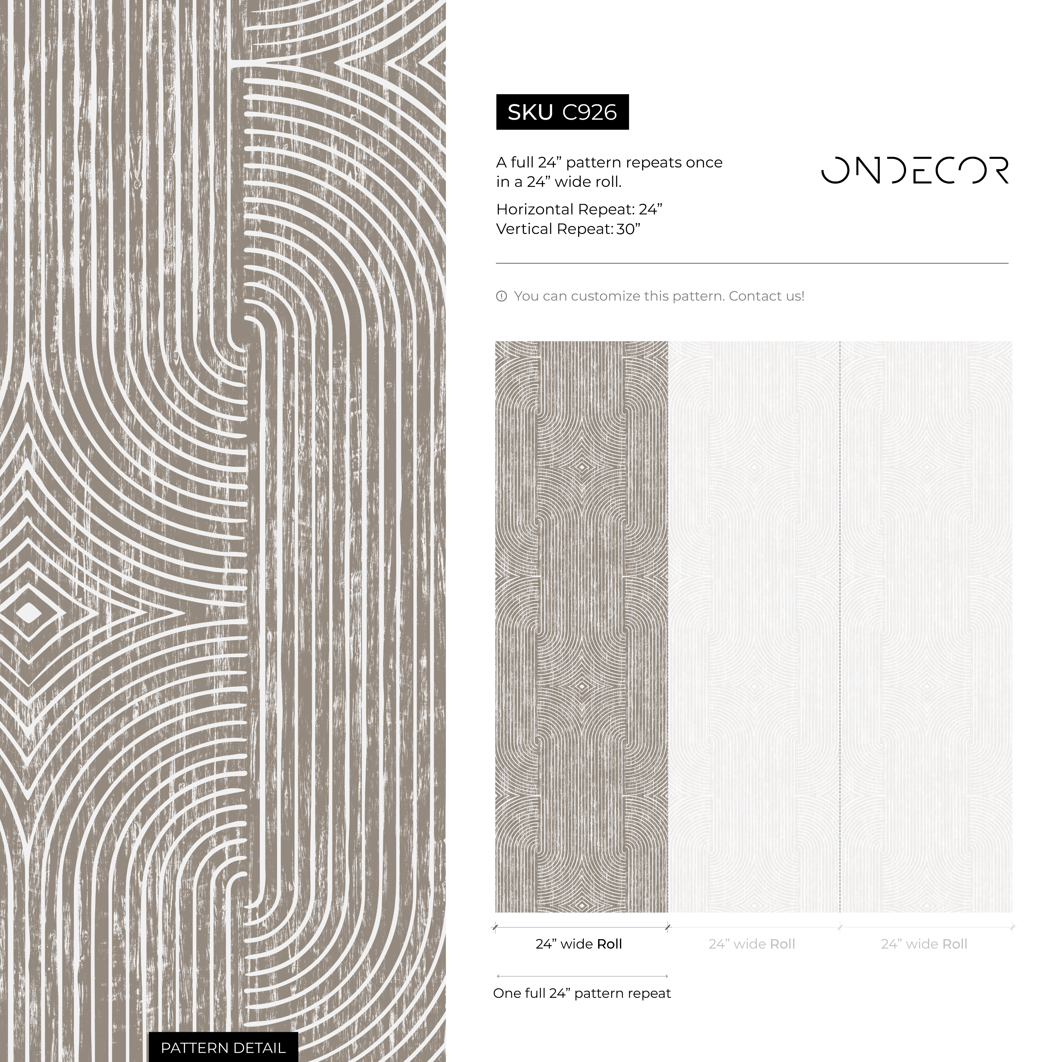 Abstract Wallpaper With Distressed Art Deco Arches In Taupe And Beige - C926