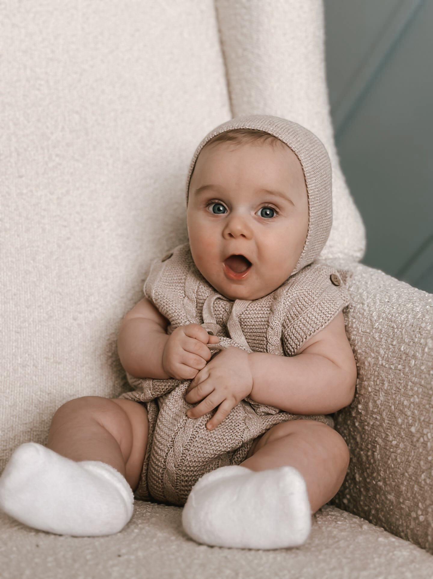 Cable Knit Summer Romper - Heather Beige