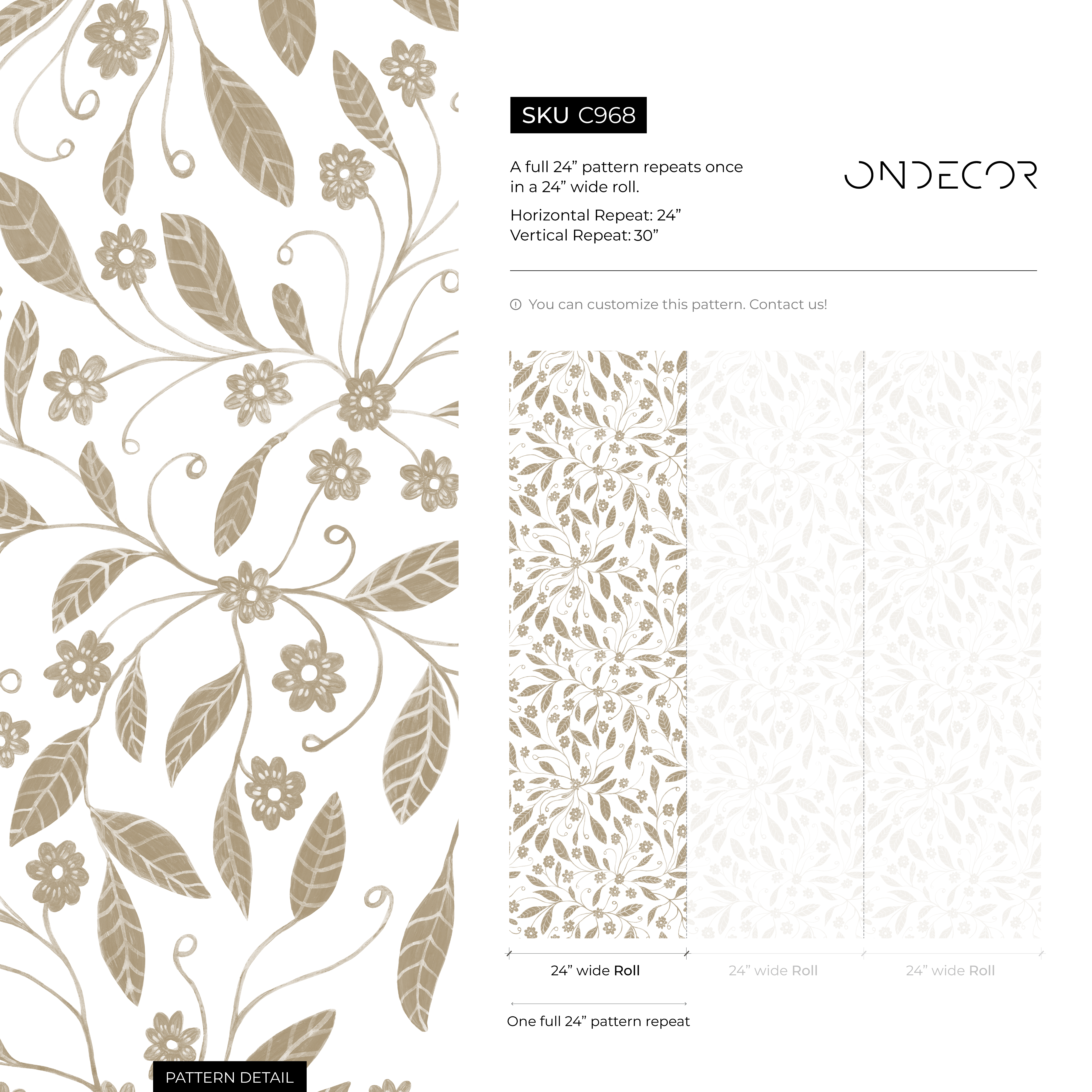 Floral Garden Wallpaper With Delicate Trailing Vines In Beige - C968