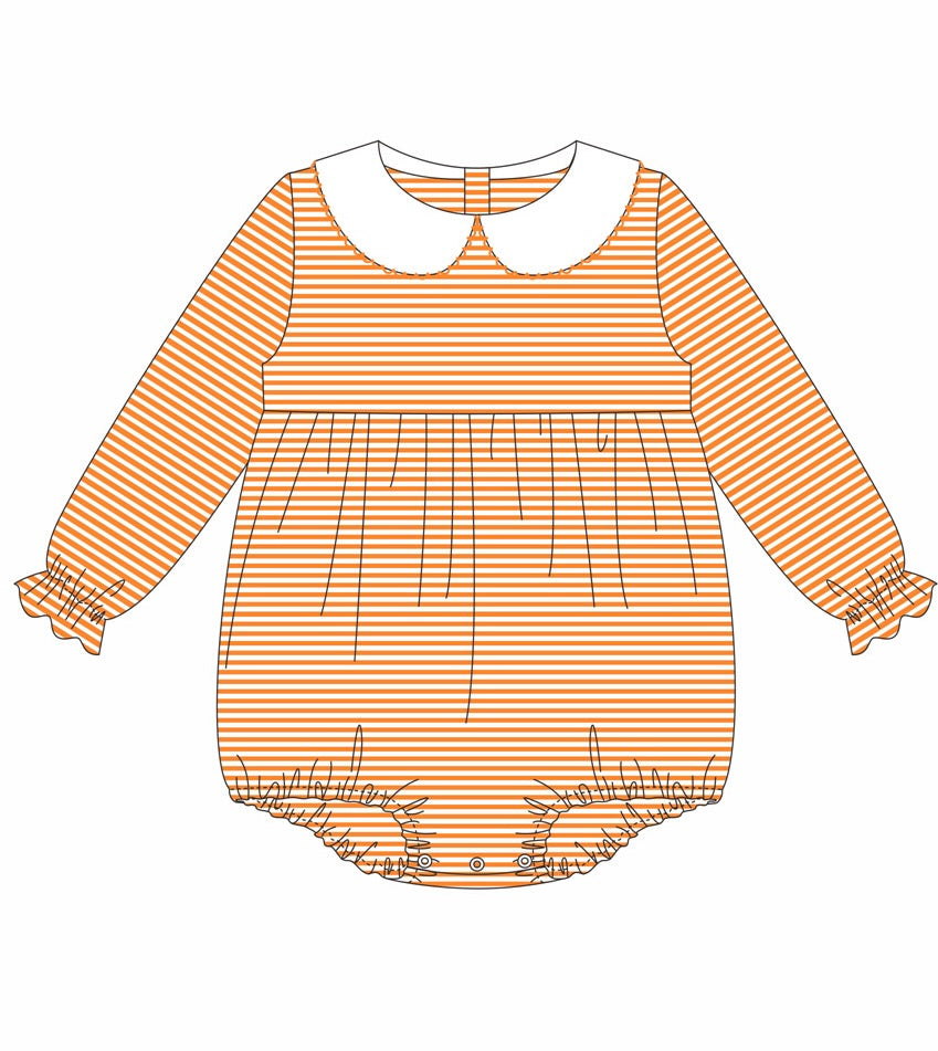 Knit Stripe Long Sleeve Peter Pan Collar Bubble - Girl