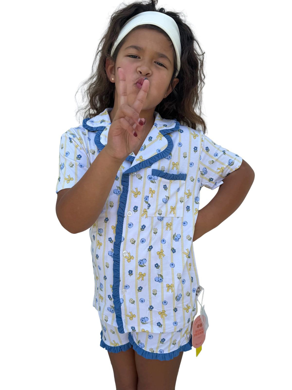 Blueberry Breeze Ruffle Button Up Short Set