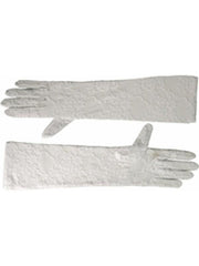 Adult White Opera Length Stretch Lace Gloves