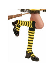 Childs Black & Yellow Knee High Striped Socks