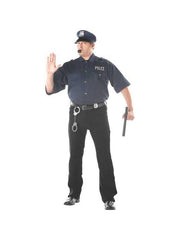 Adult Plus Size Cop Shirt And Hat Costume