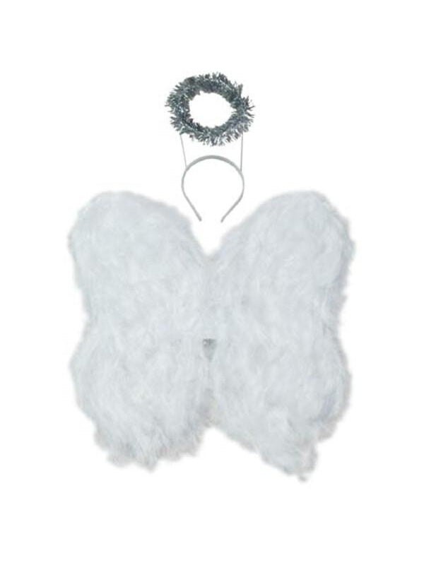 Child White Angel Wings With Halo