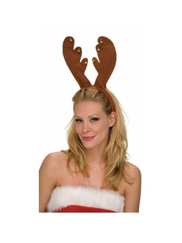 Brown Reindeer Headband With Bells