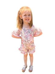 Floral Bow Ruffle Top Set