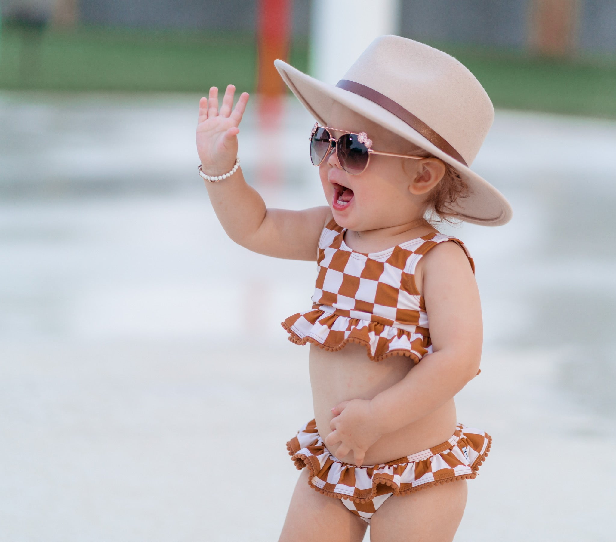 Copper Checkers Dream Tankini Two Piece Swim Suit