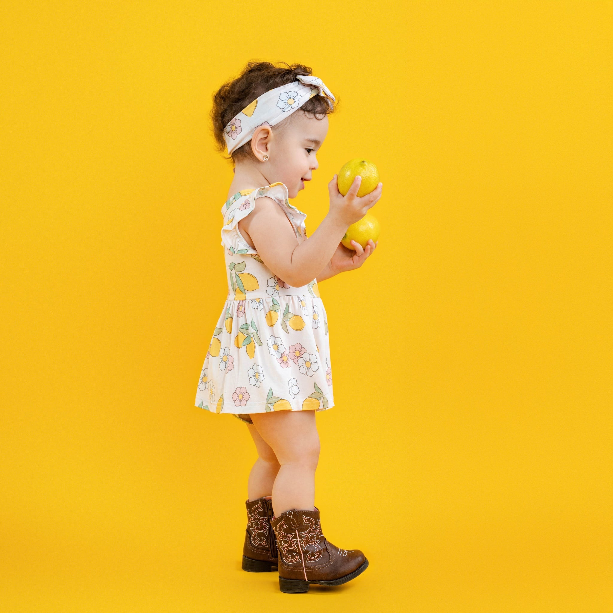 Lemon Twirl Dress With Bodysuit