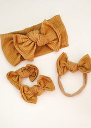Mustard Ribbed Knit Bow