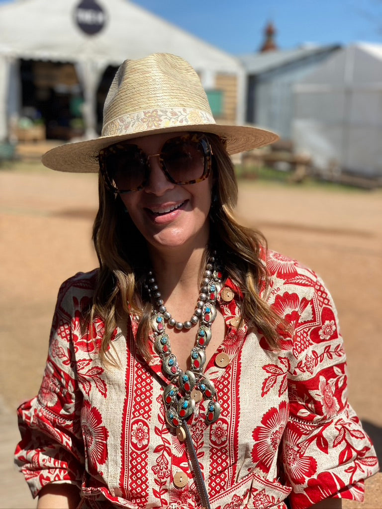 Zinnia Sun Hat - Long & Thin French Blue Grosgrain Ribbon