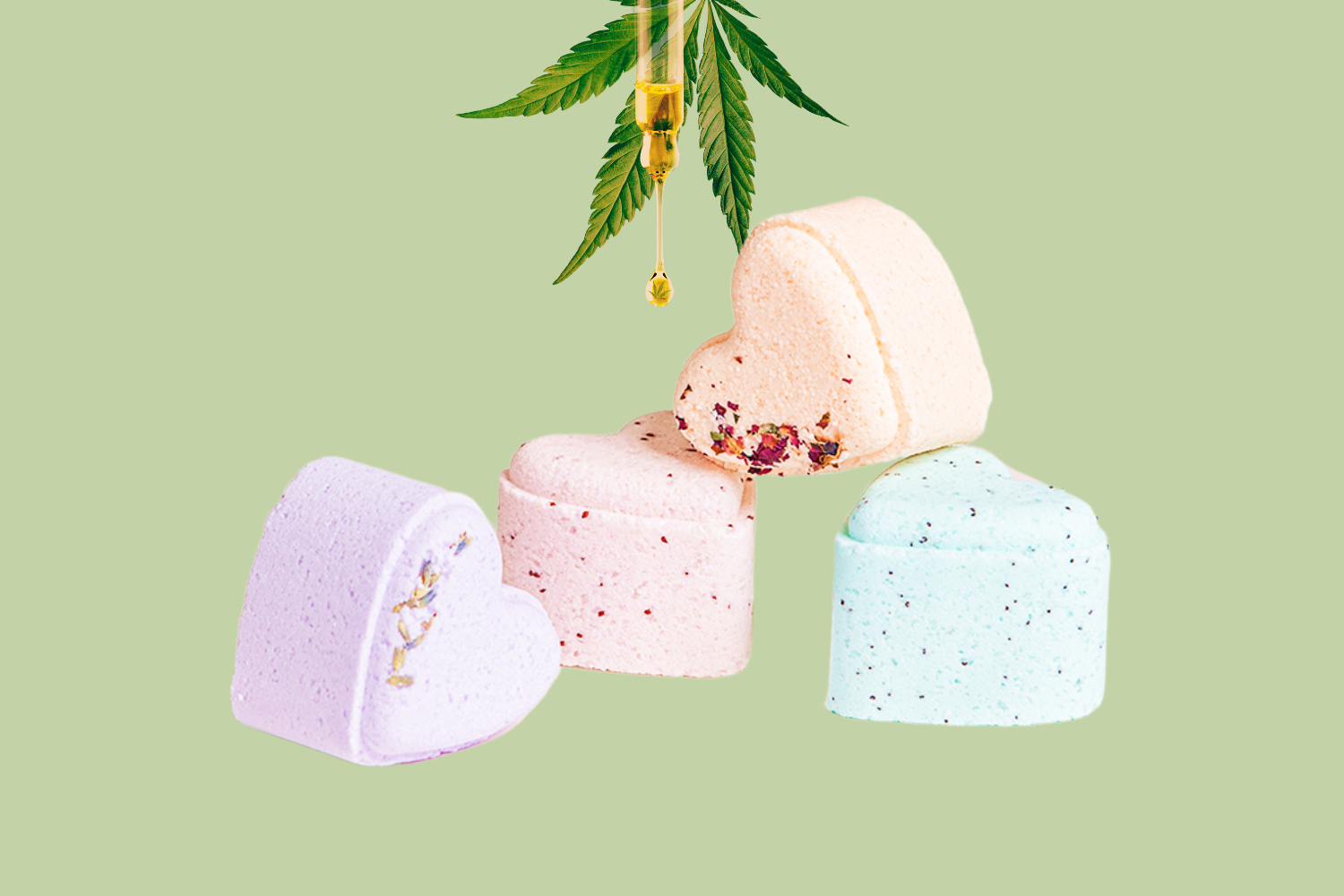 Cbd -  5 Hearts Shaped Shower Steamers/ Fizzies With Cbd - In A Gift Box - Can Be Personalized. (thc Free)