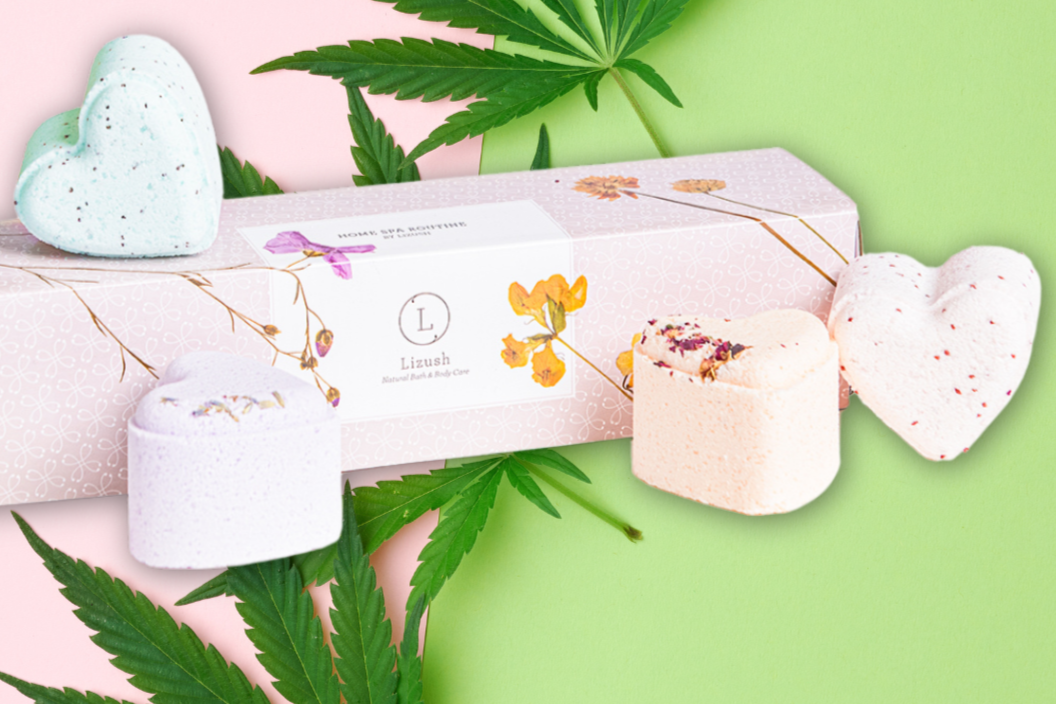Valentine's Bath Bombs With Cbd -  5 Hearts Shaped With Cbd - In A Gift Box (thc Free)