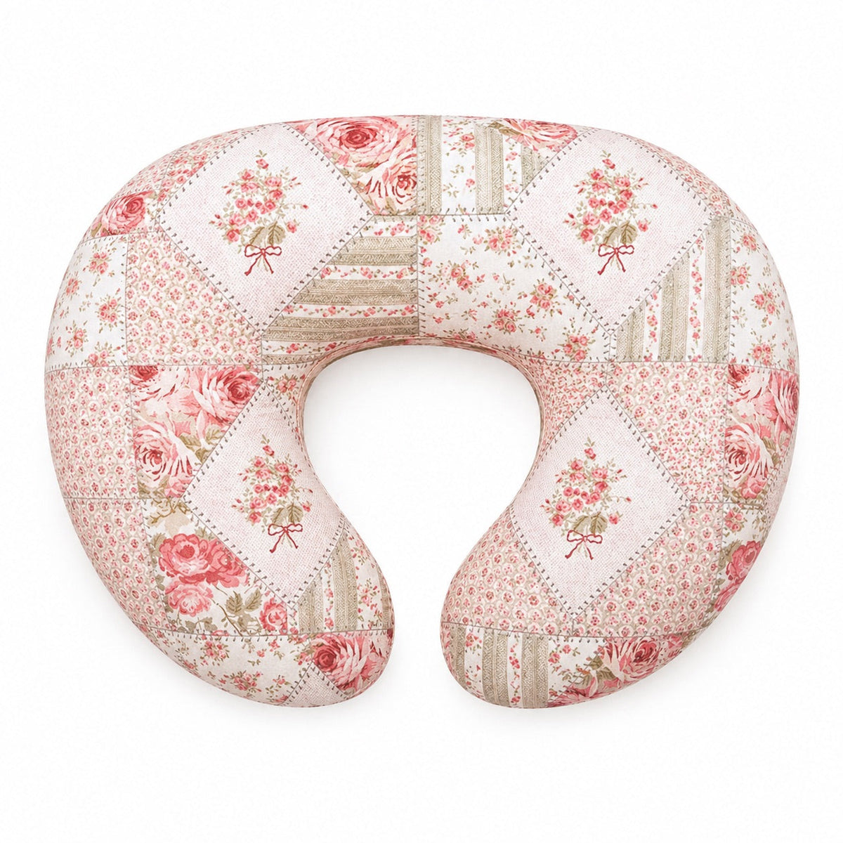 Pink Patchwork Ruffle Nursing Pillow Cover