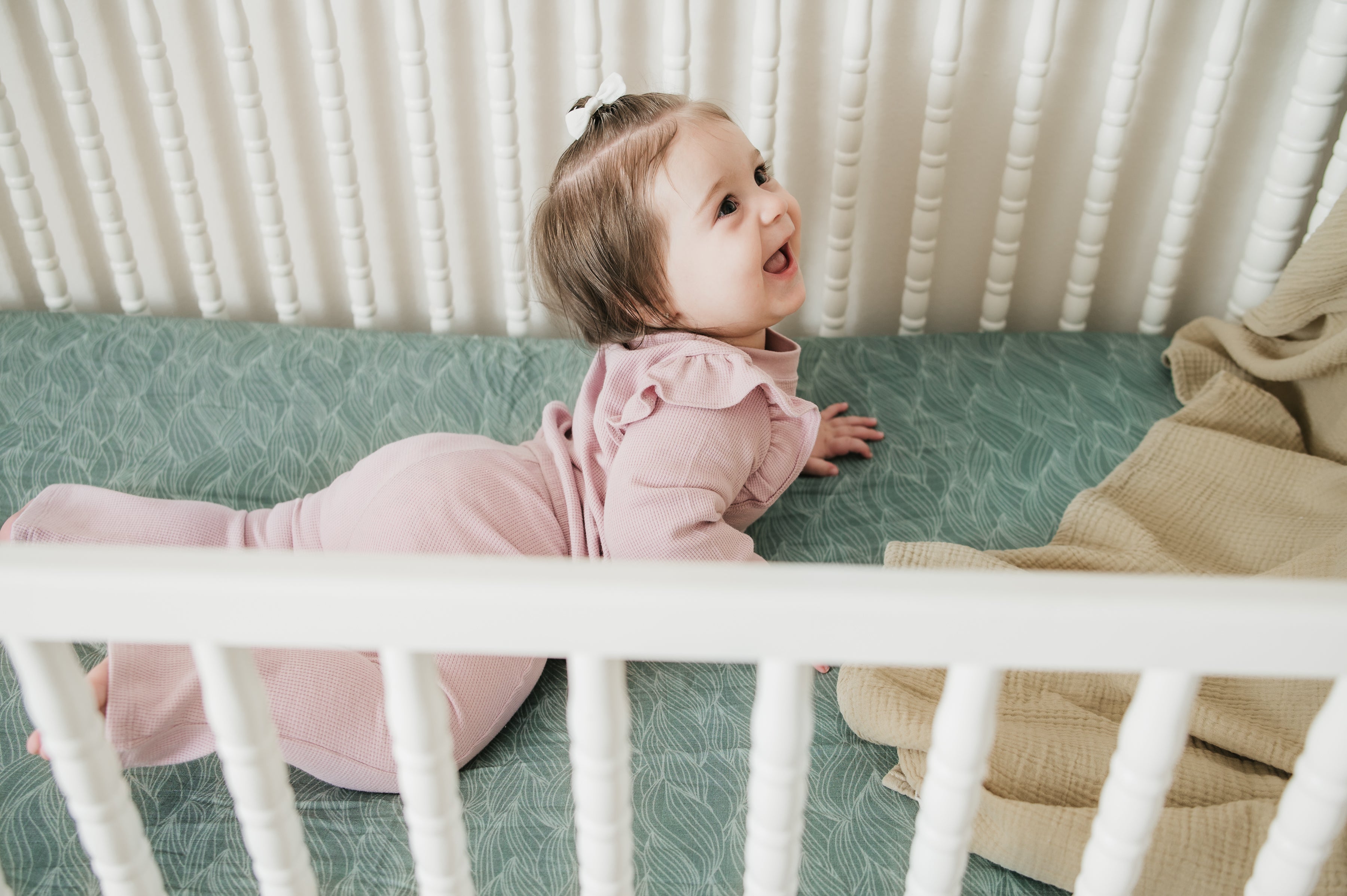 Organic Bamboo Blend Crib Sheet In Beanstalk