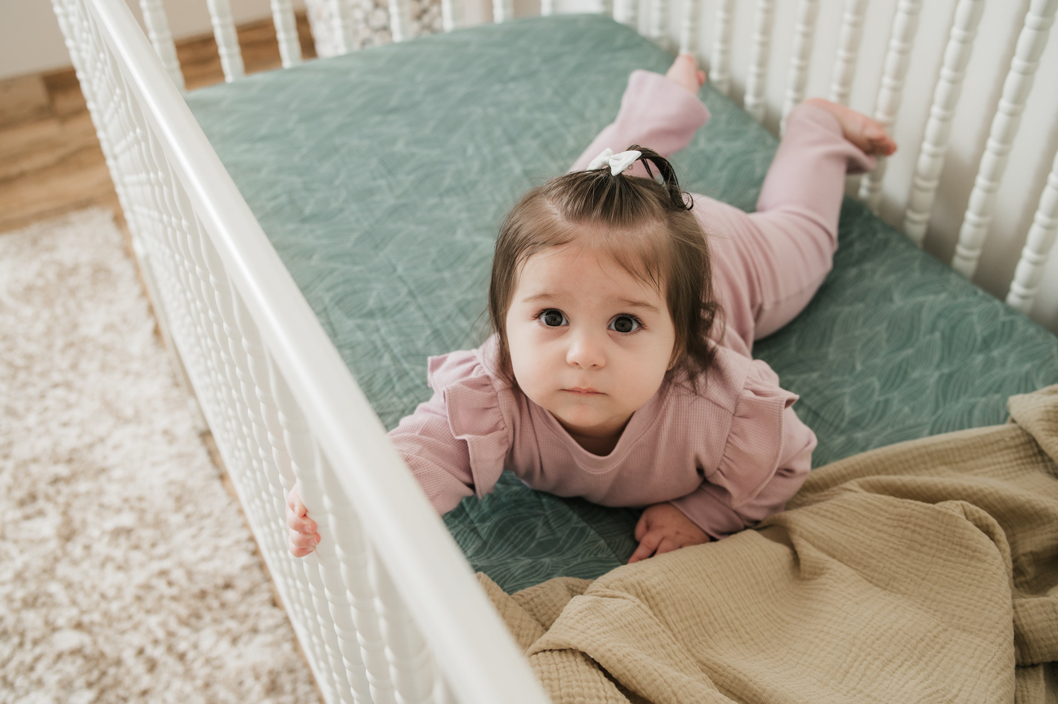 Organic Bamboo Blend Crib Sheet In Beanstalk