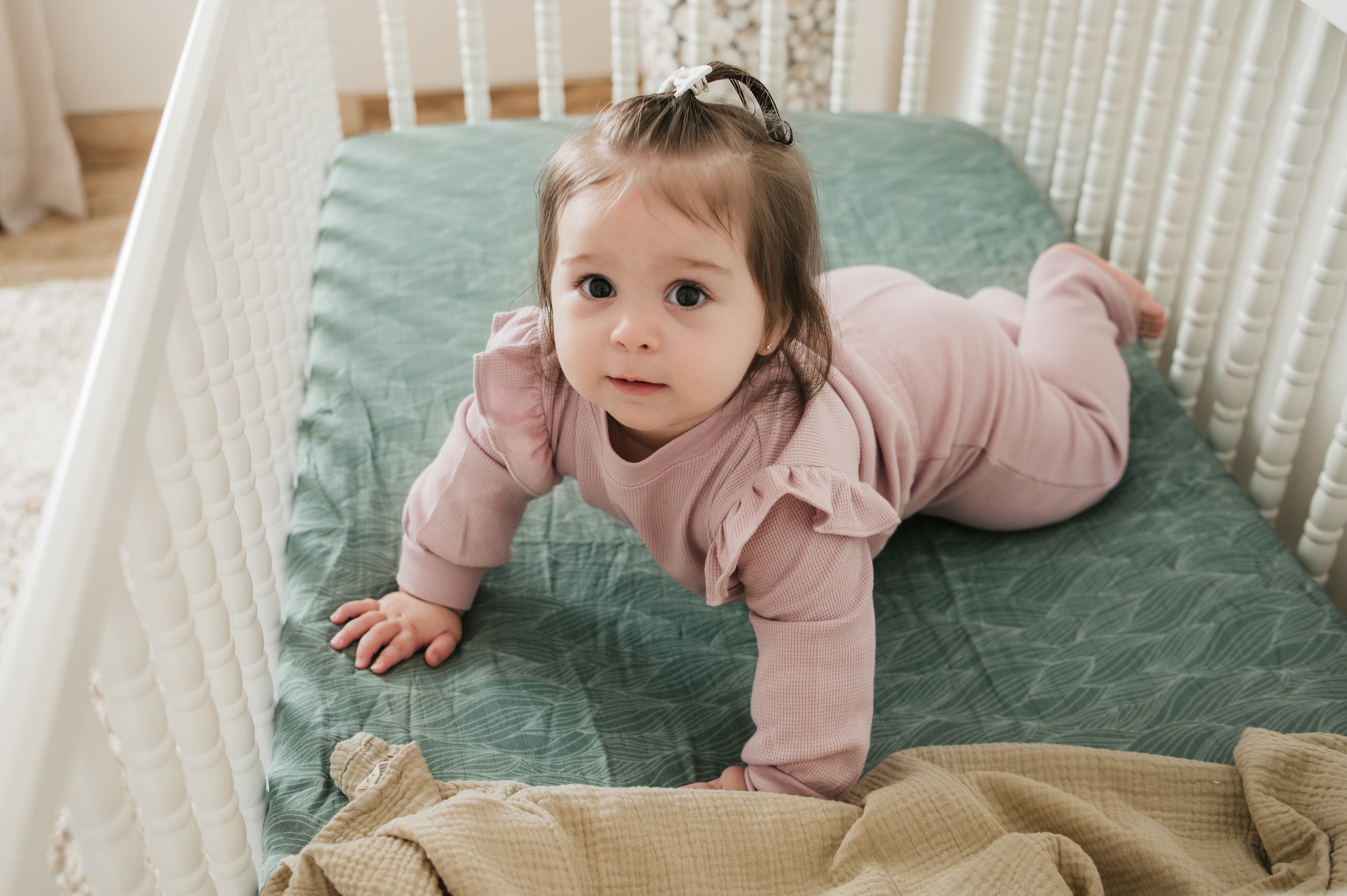Organic Bamboo Blend Crib Sheet In Beanstalk