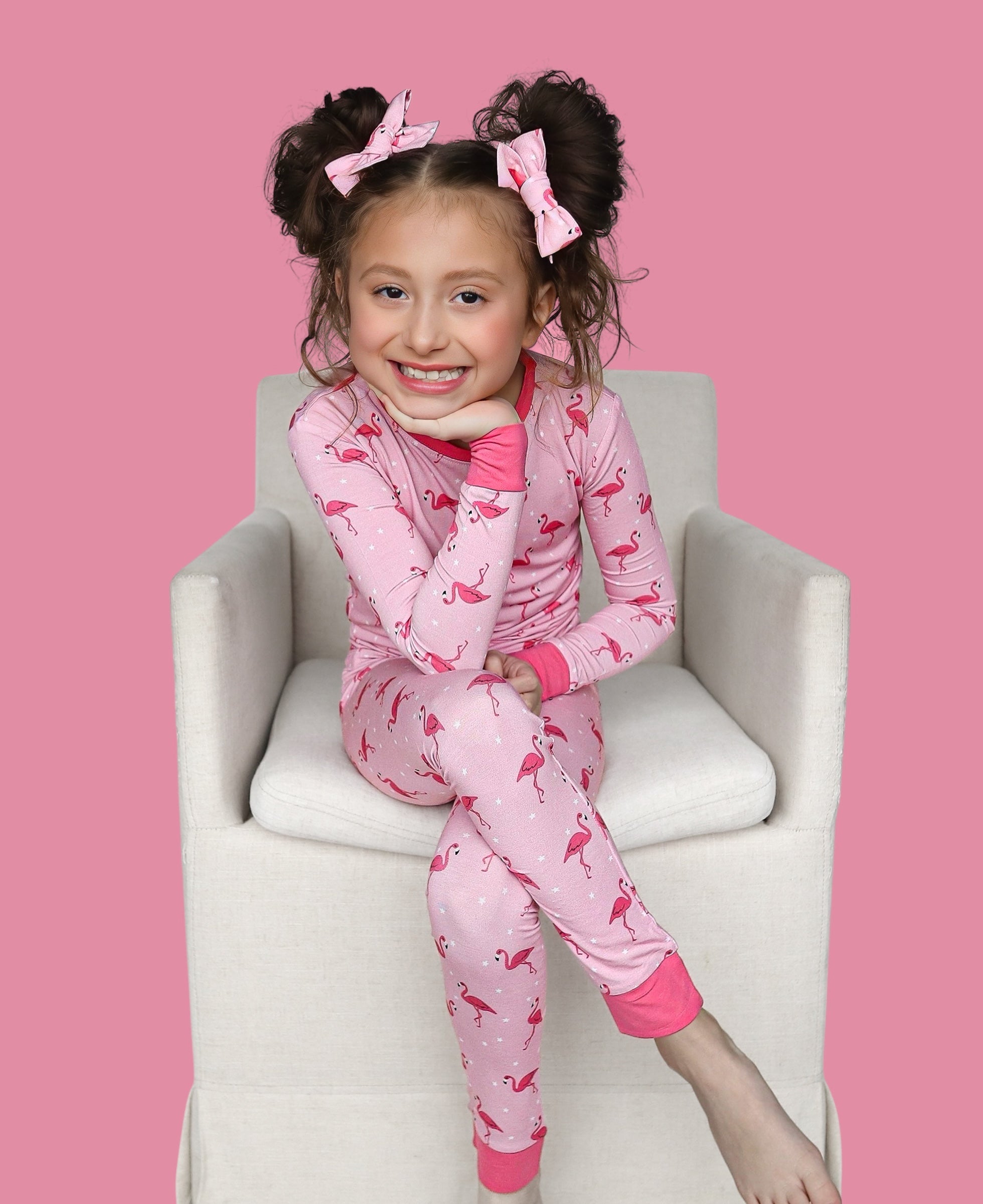 Flocking Flamingos Dream Bow Hair Clips