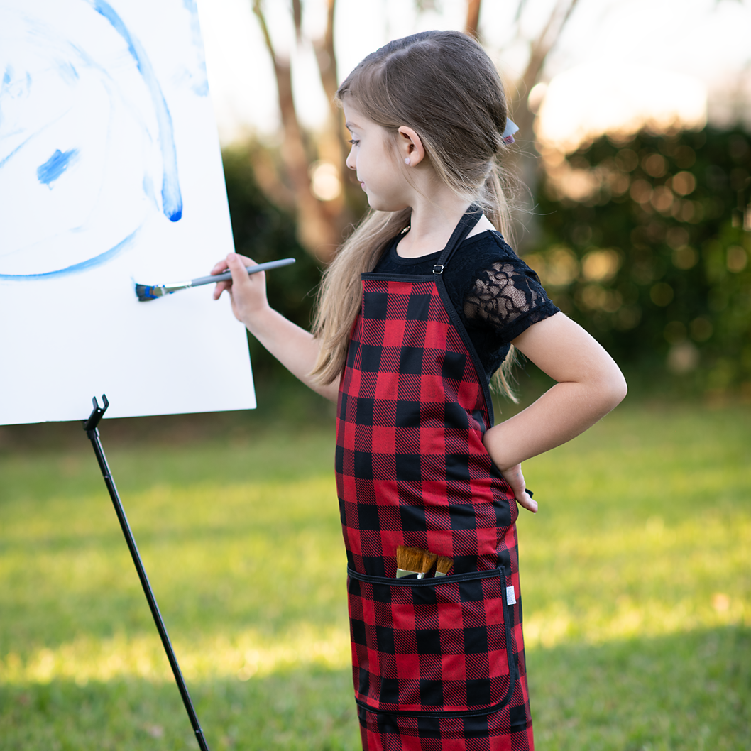 Red Buffalo Plaid Apron - Fits Sizes Youth Small Through Adult 2xl