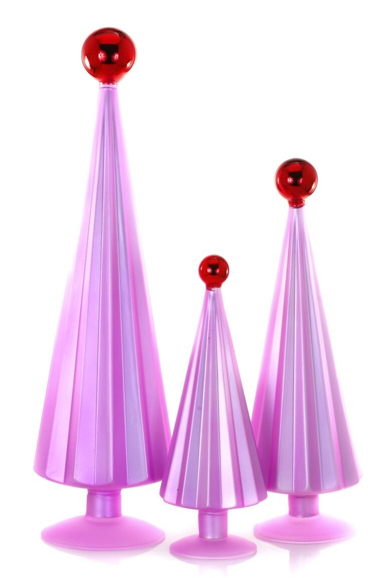 Pleated Tree Basic Pink Set of 3